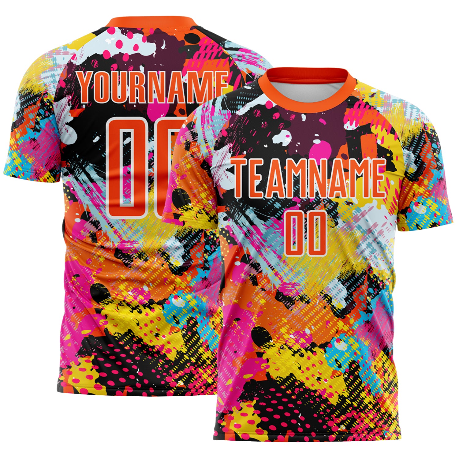 Custom Graffiti Pattern Orange-White Paint Splatter Sublimation Soccer Uniform Jersey