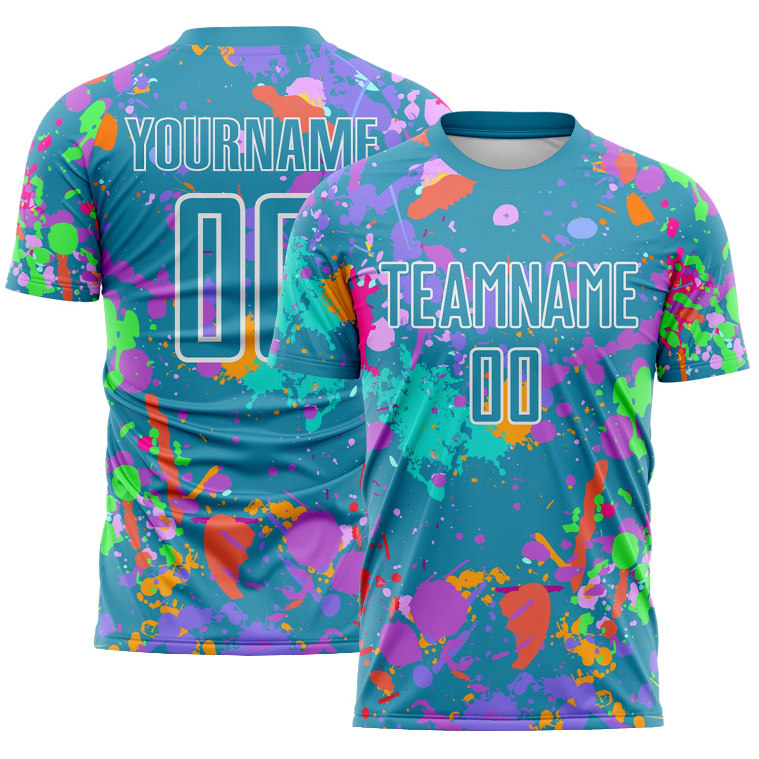 Custom Graffiti Pattern Panther Blue-White Paint Splatter Sublimation Soccer Uniform Jersey