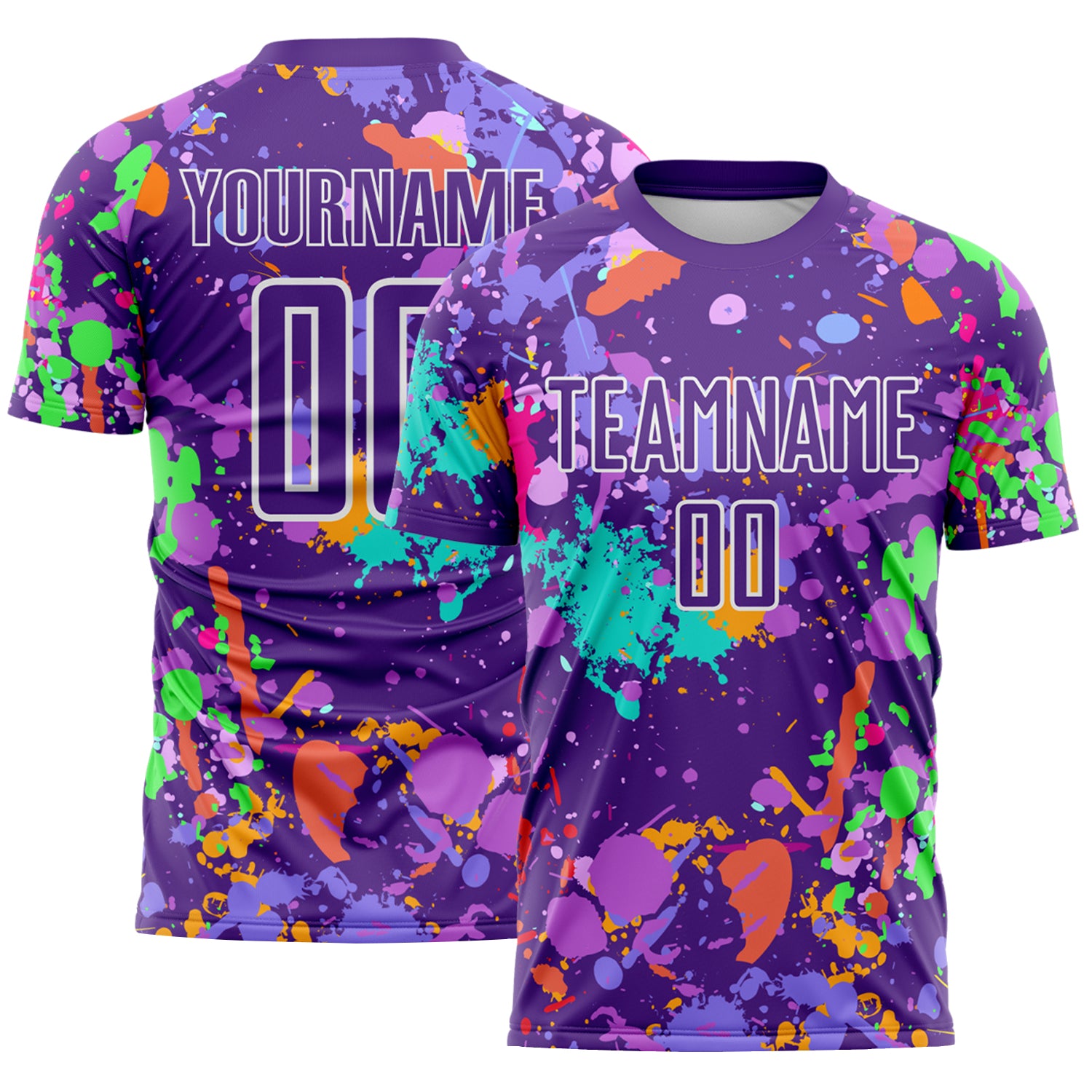 Custom Graffiti Pattern Purple-White Paint Splatter Sublimation Soccer Uniform Jersey