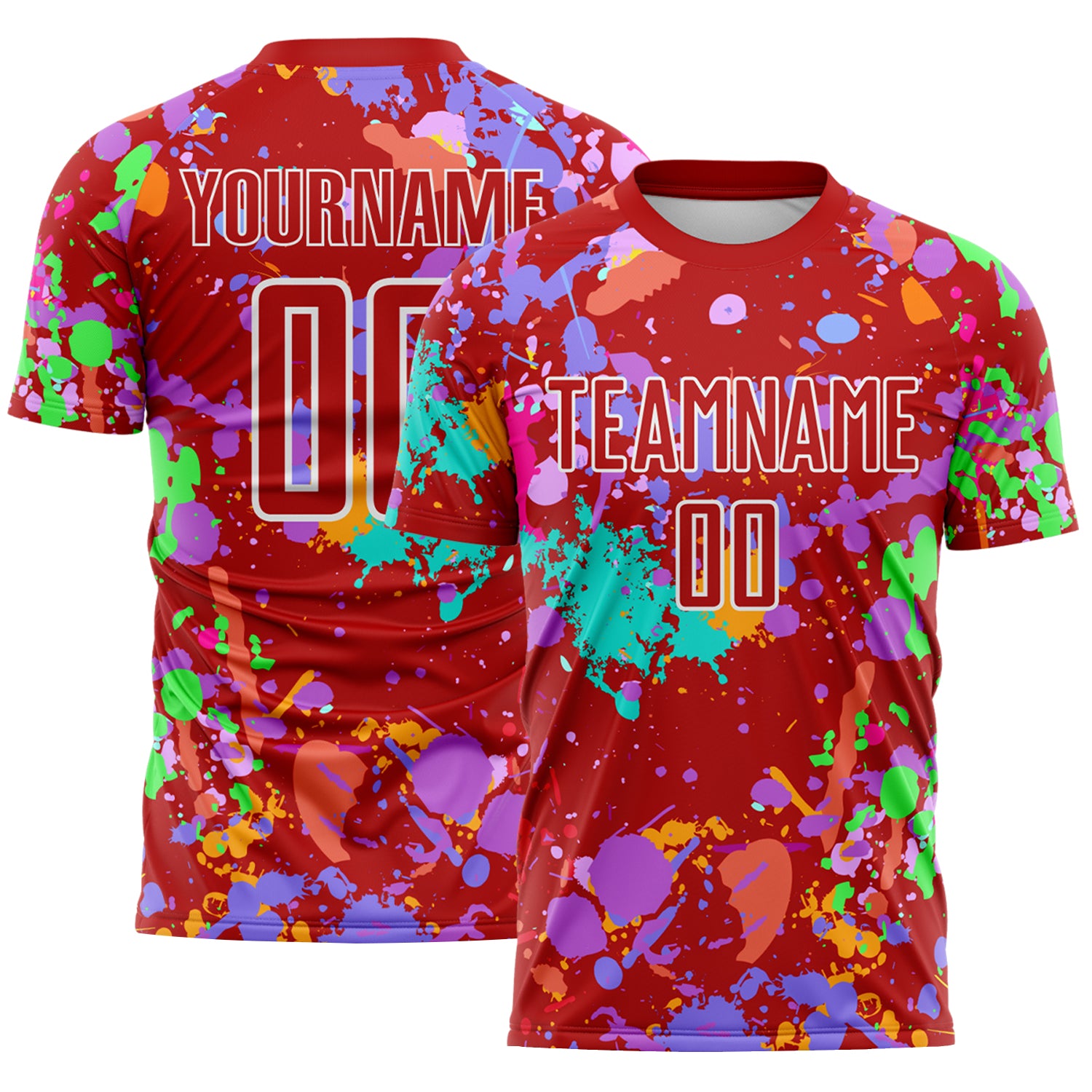 Custom Graffiti Pattern Red-White Paint Splatter Sublimation Soccer Uniform Jersey