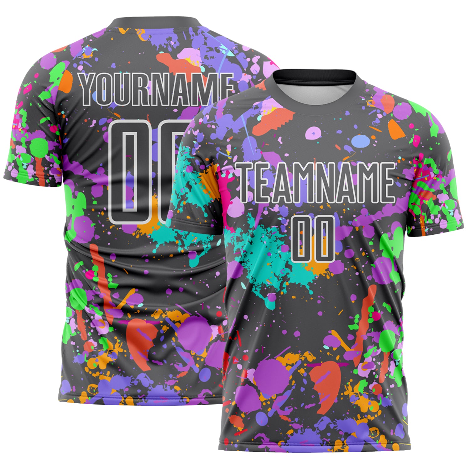 Custom Graffiti Pattern Steel Gray-White Paint Splatter Sublimation Soccer Uniform Jersey
