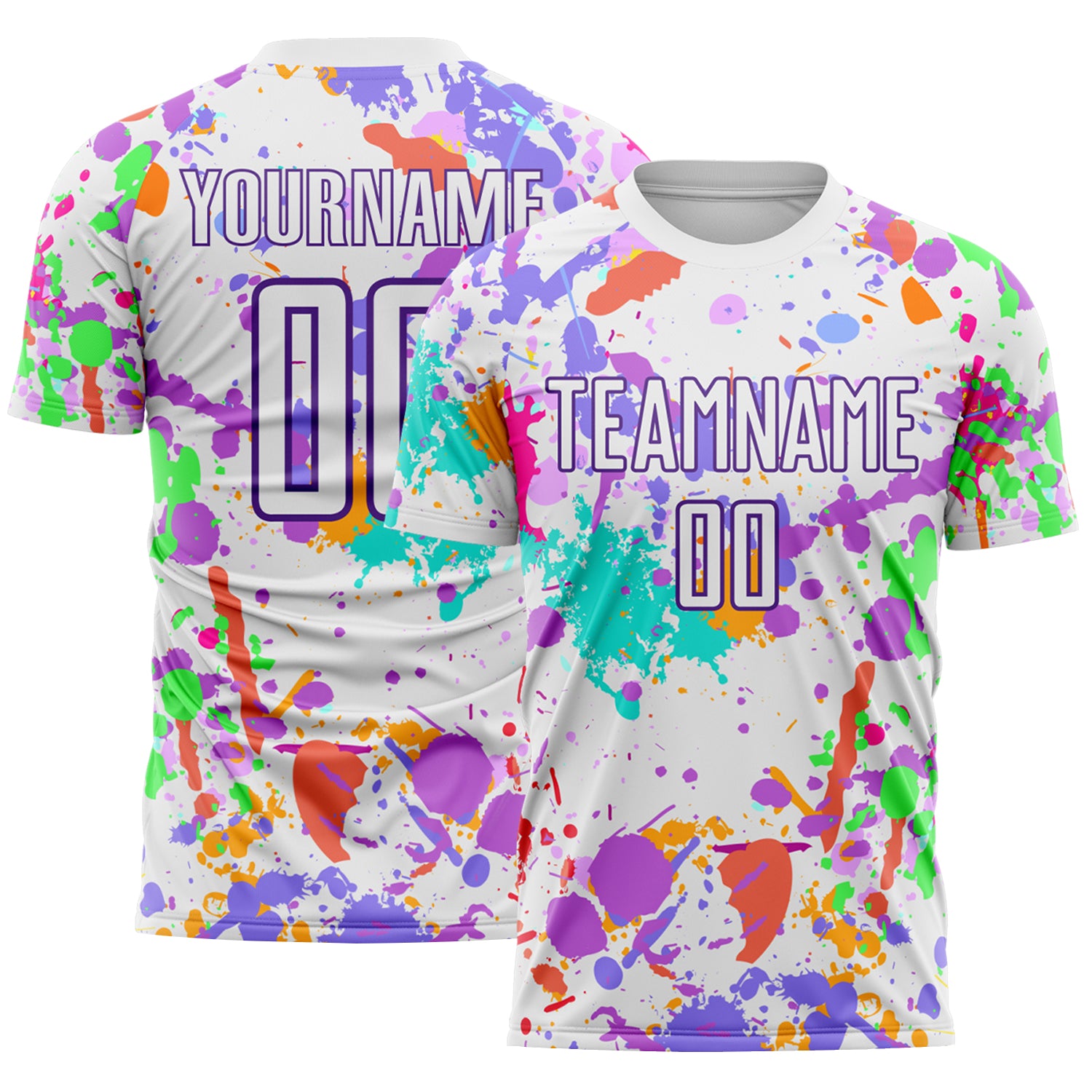 Custom Graffiti Pattern White-Purple Paint Splatter Sublimation Soccer Uniform Jersey