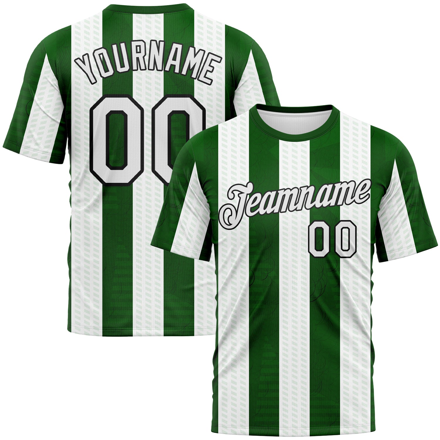 Custom Grass Green White-Black 3D Pattern Vertical Stripe Vintage Style Performance T-Shirt
