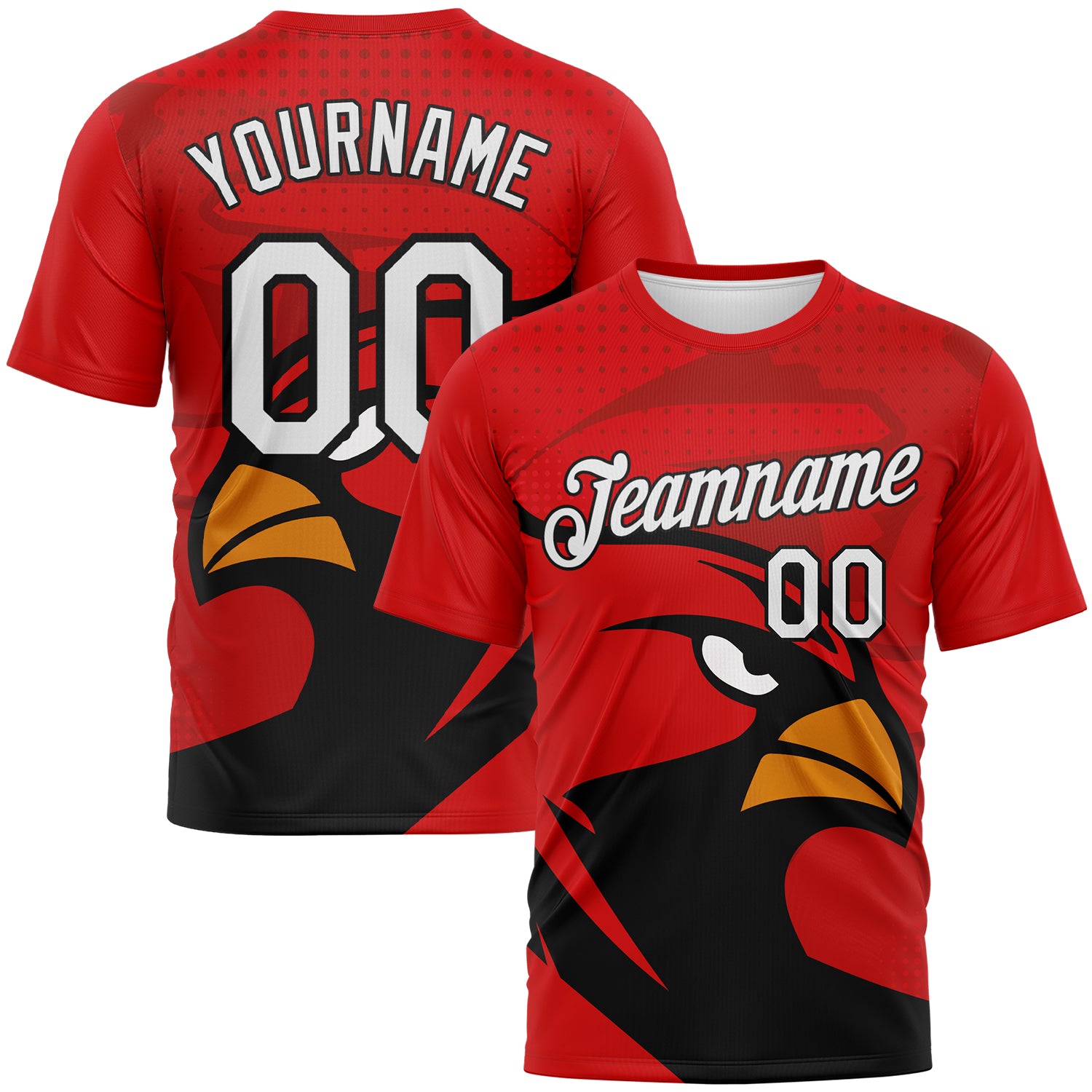 Custom Red White-Black Animal Cardinal Mascot Performance T-Shirt