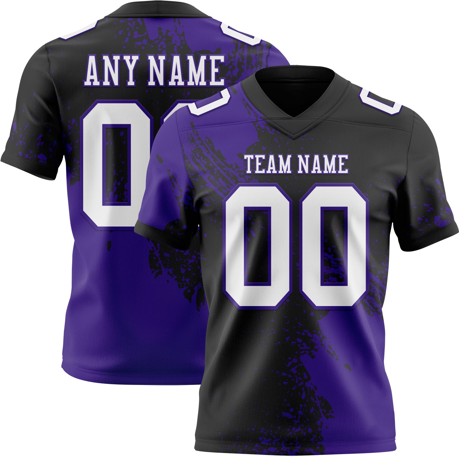 Custom Black White-Purple 3D Pattern Abstract Brush Stroke Authentic Football Jersey
