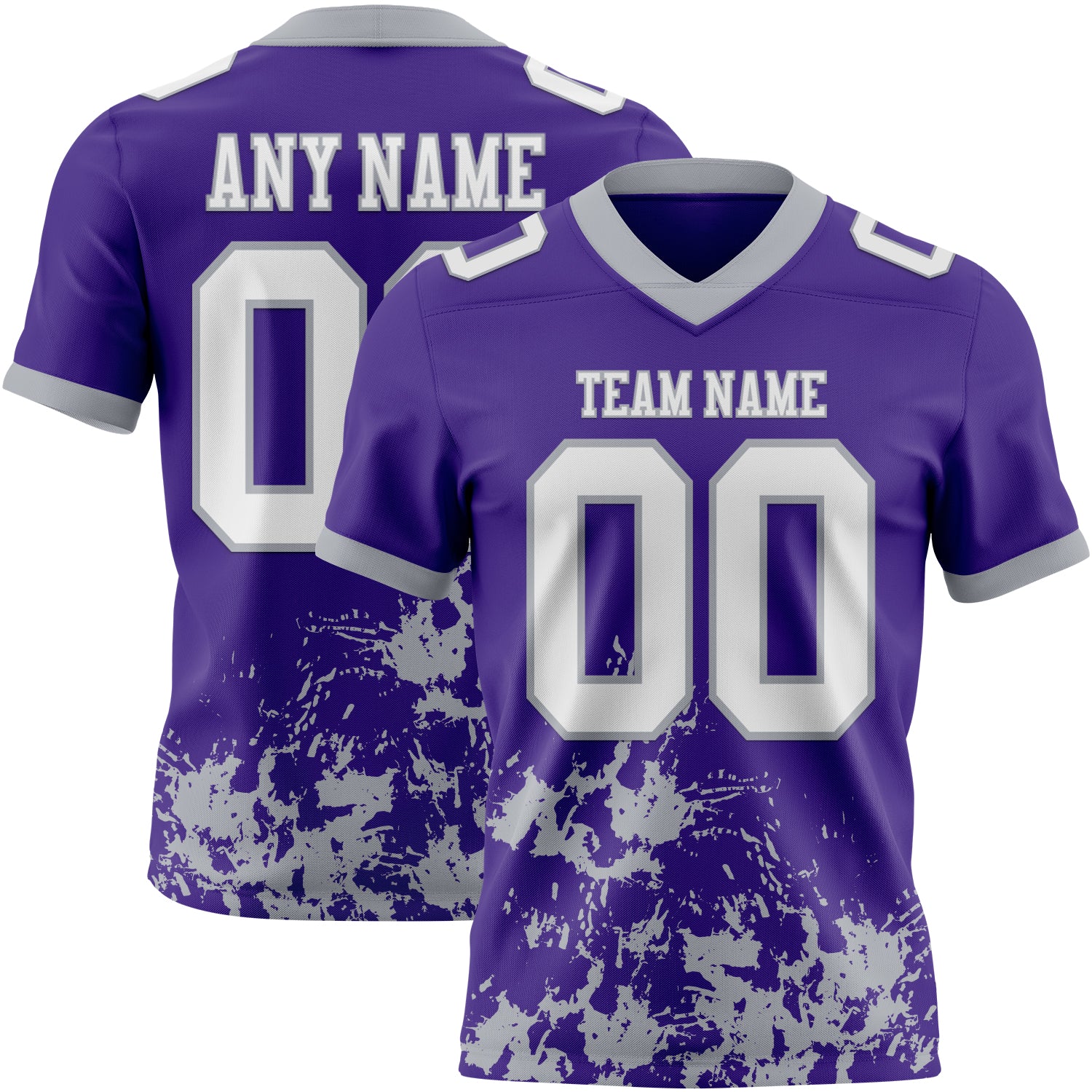 Custom Purple White-Gray 3D Pattern Splash Authentic Football Jersey