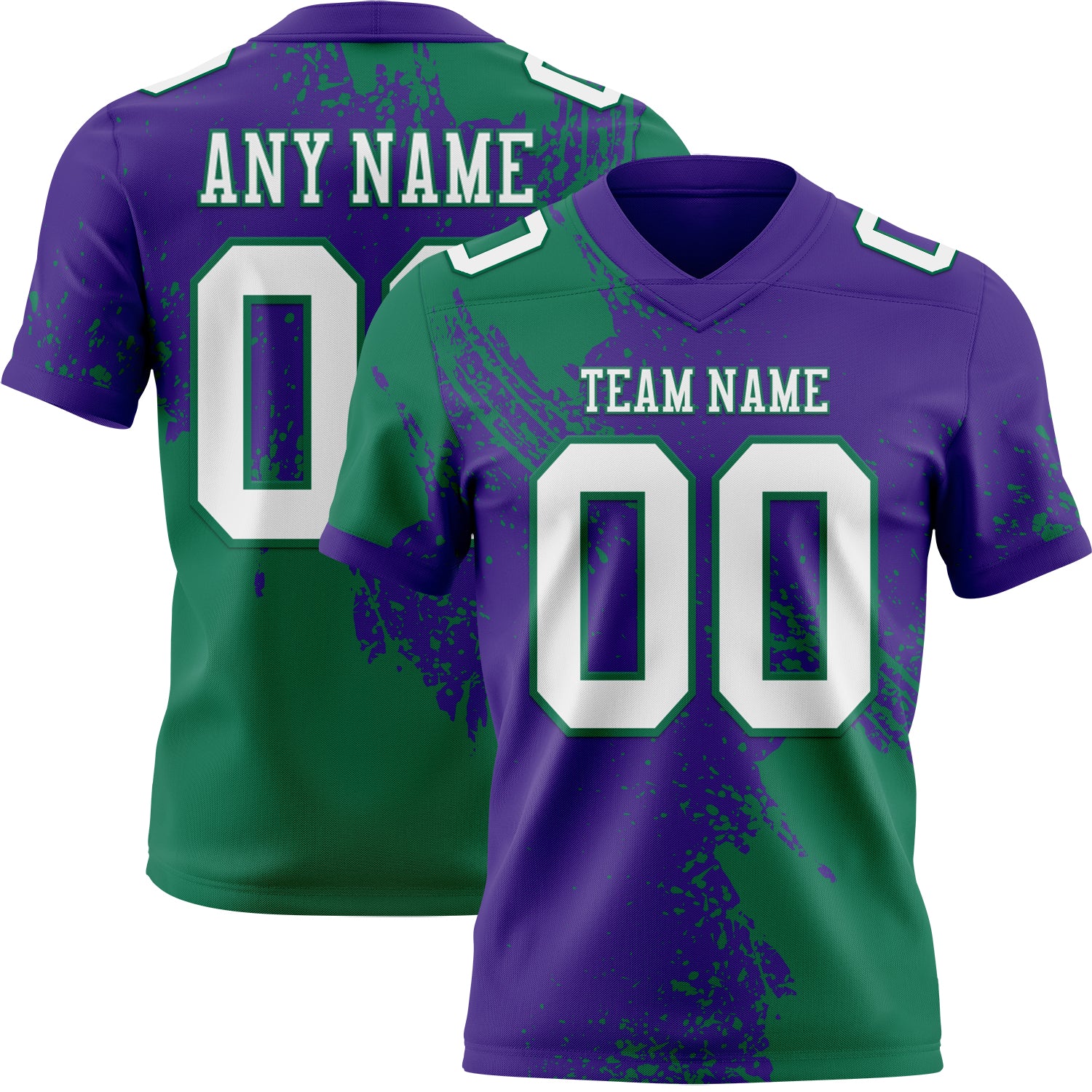 Custom Purple White-Kelly Green 3D Pattern Abstract Brush Stroke Authentic Football Jersey