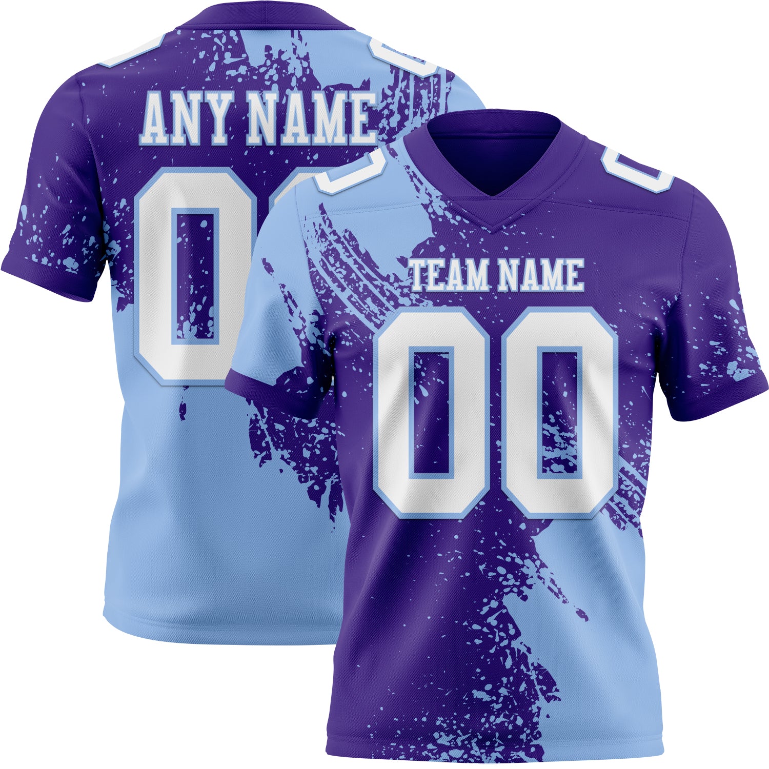 Custom Purple White-Light Blue 3D Pattern Abstract Brush Stroke Authentic Football Jersey