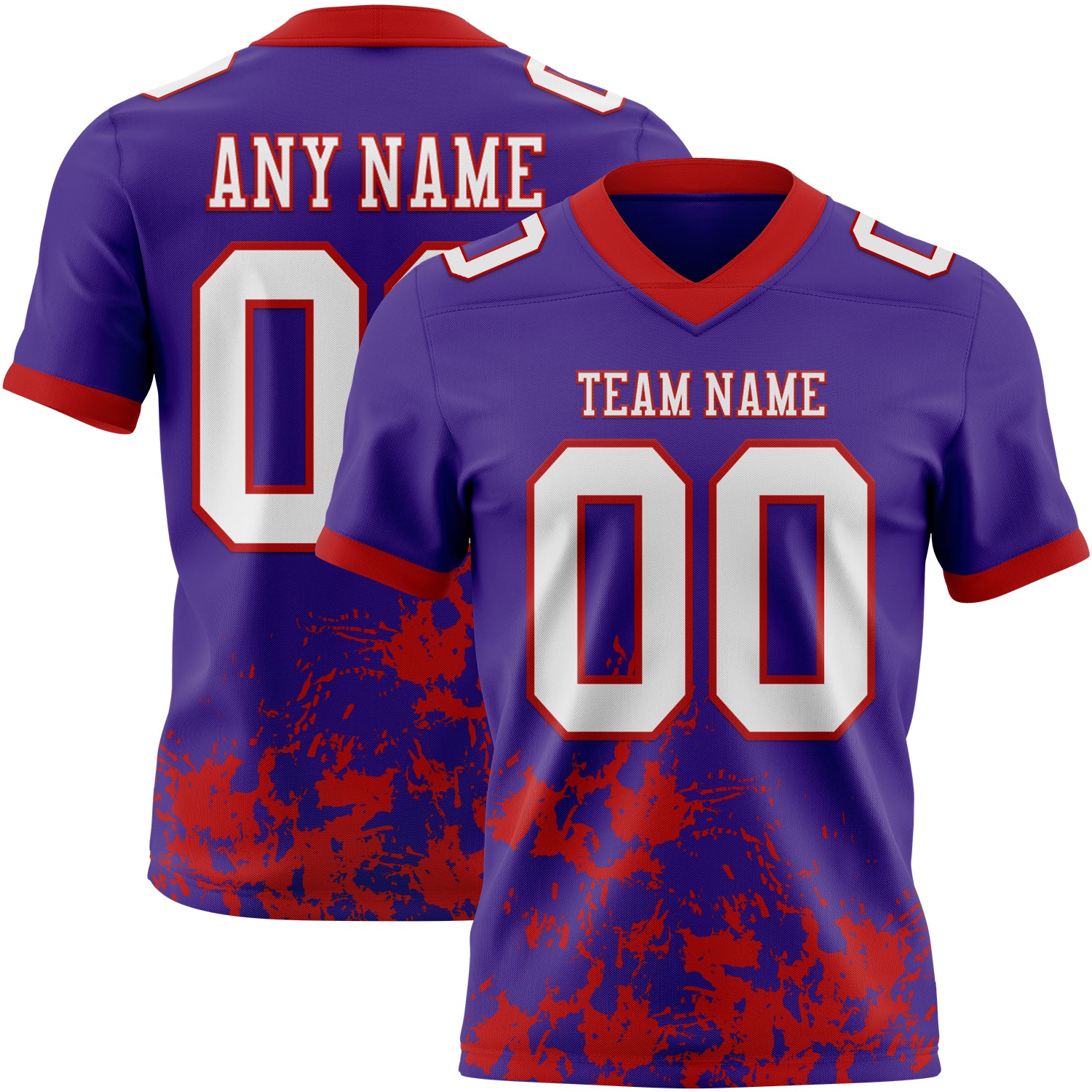 Custom Purple White-Red 3D Pattern Splash Authentic Football Jersey