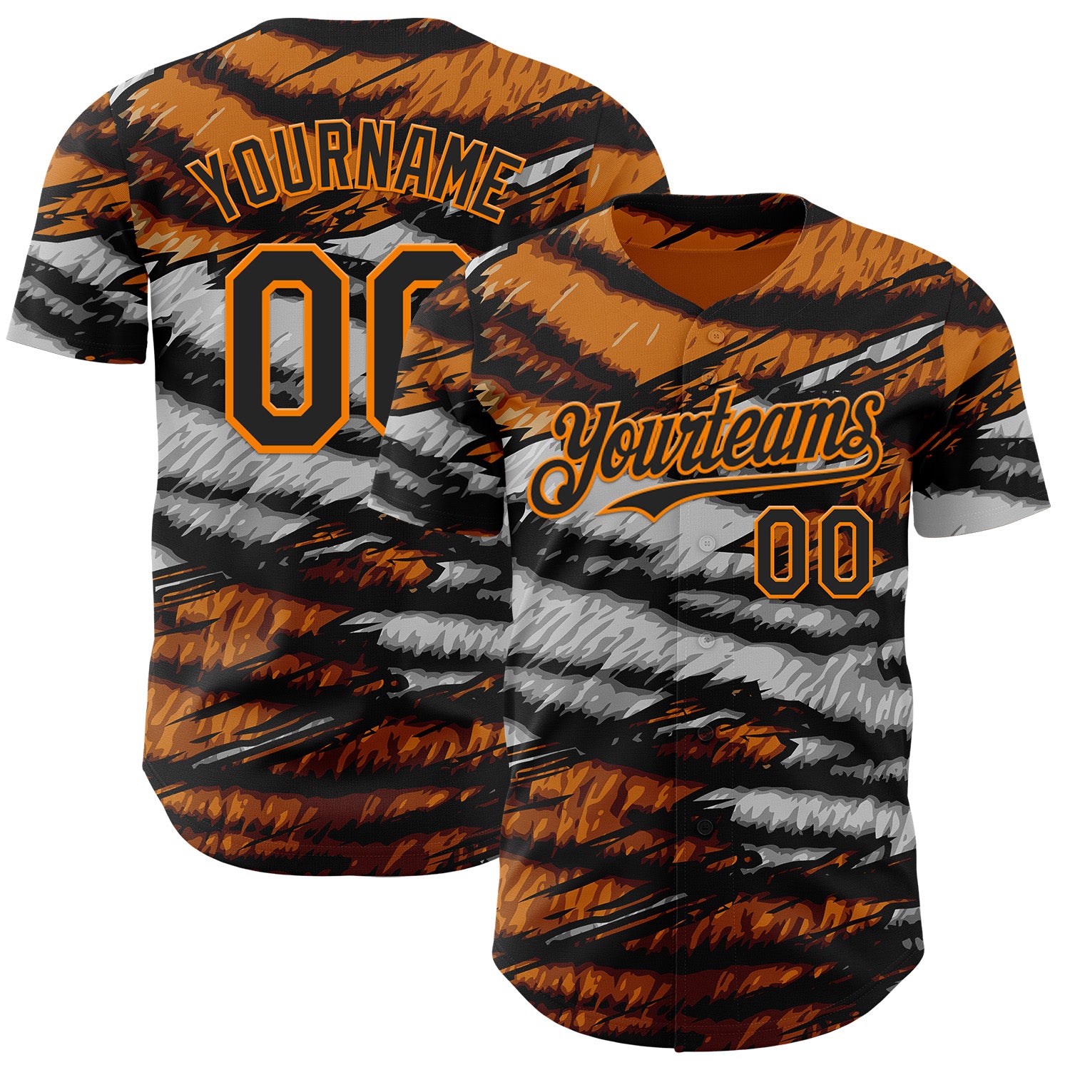 Custom Orange Black Gray-Bay Orange Tiger Stripe Scratch Authentic Baseball Jersey