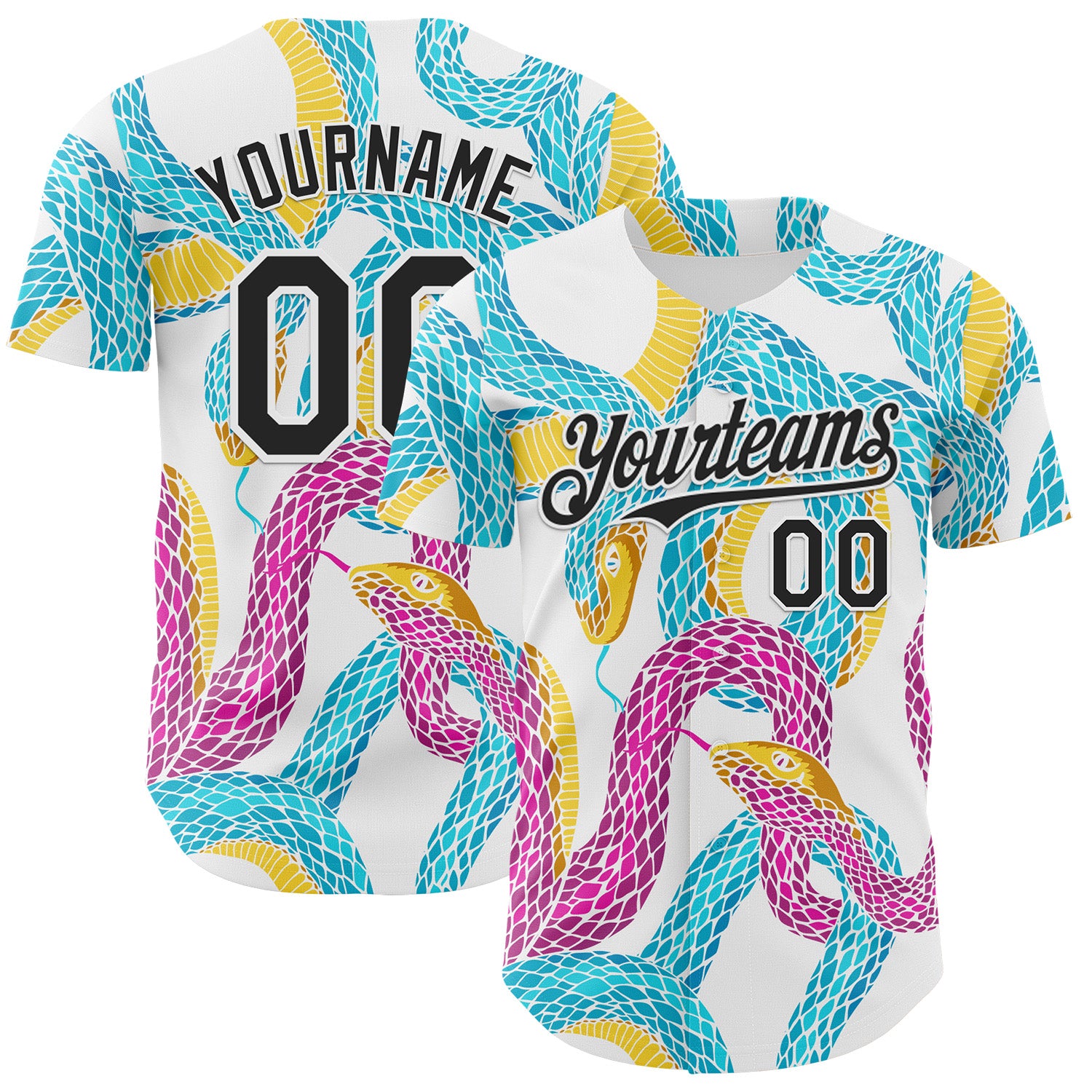 Custom White-Black Animal Snake Skin Authentic Baseball Jersey