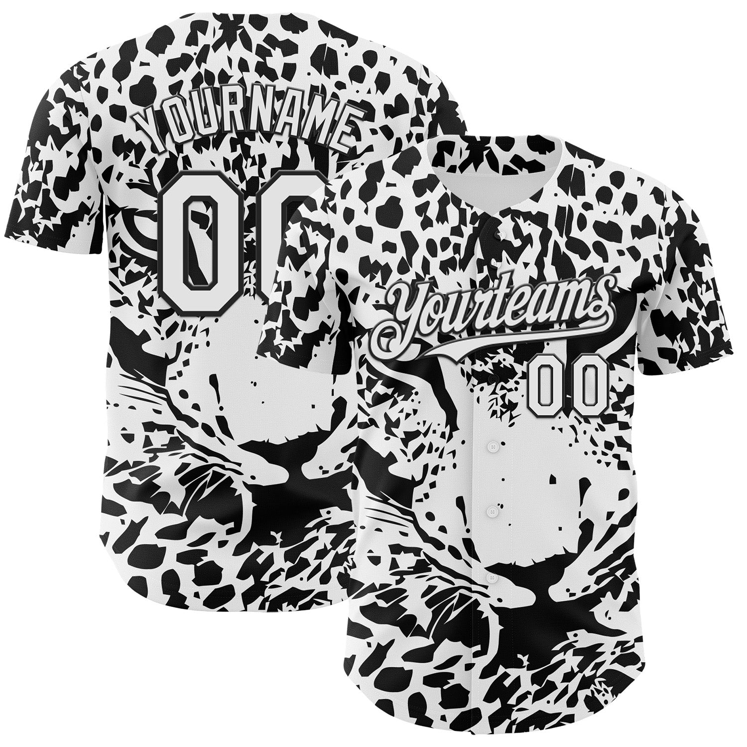 Custom White-Black Leopard Print Authentic Baseball Jersey