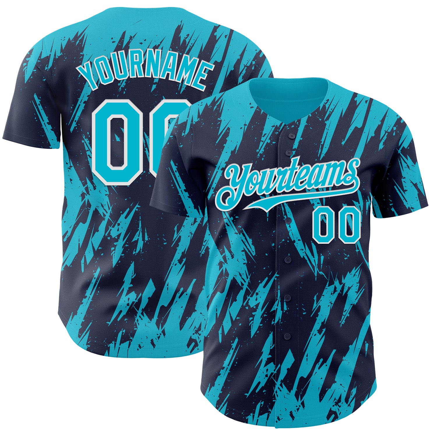 Custom Navy Lakes Blue-White 3D Pattern Design Splatter Torn Sharp Brush Stroke Authentic Baseball Jersey