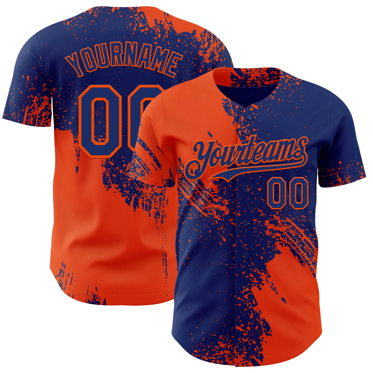 Custom Royal-Orange Abstract Brush Stroke Authentic Baseball Jersey