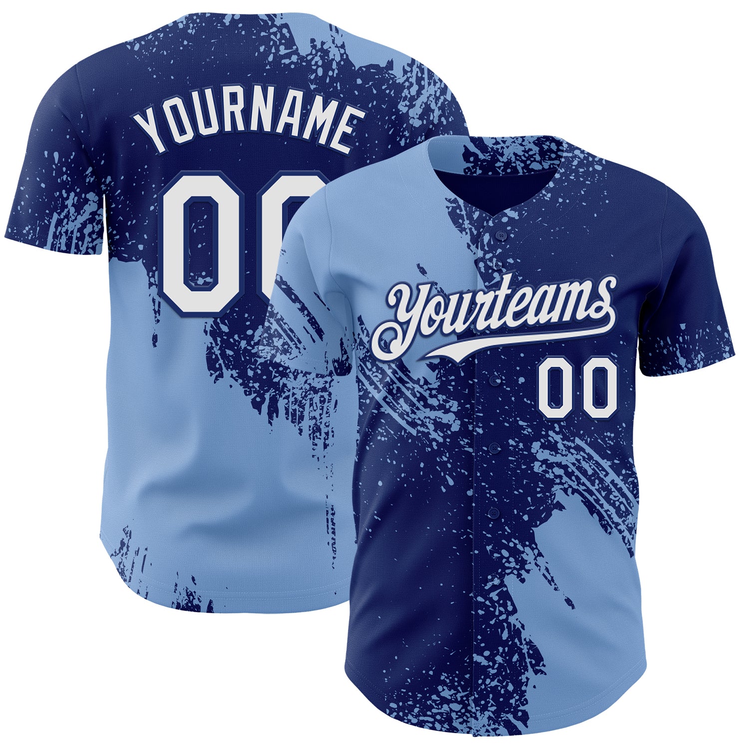 Custom Royal White-Light Blue Abstract Brush Stroke Authentic Baseball Jersey