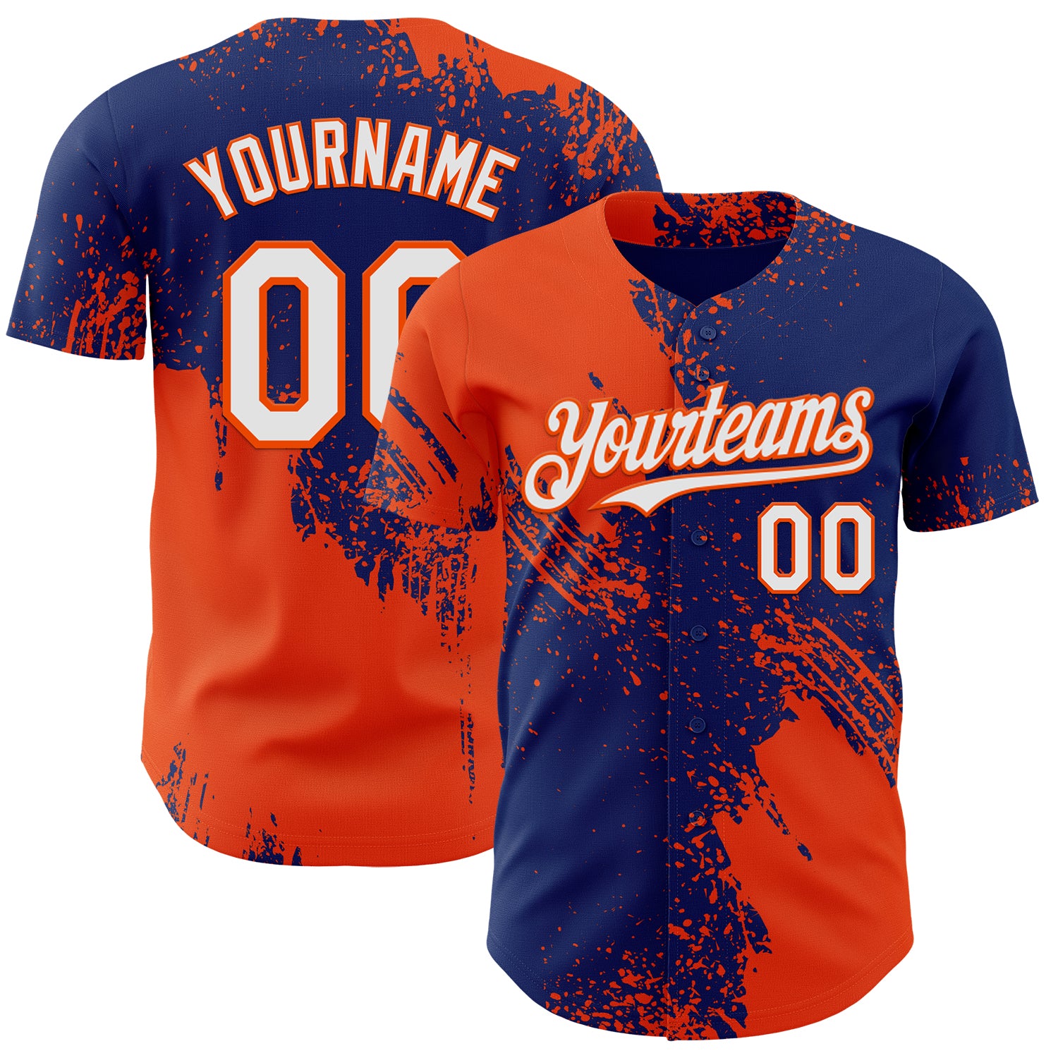 Custom Royal White-Orange Abstract Brush Stroke Authentic Baseball Jersey