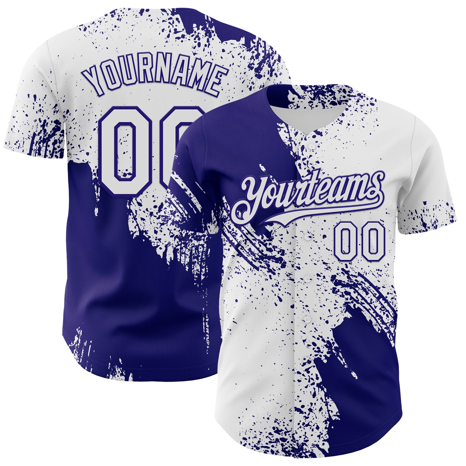 Custom White-Dark Purple Abstract Brush Stroke Authentic Baseball Jersey