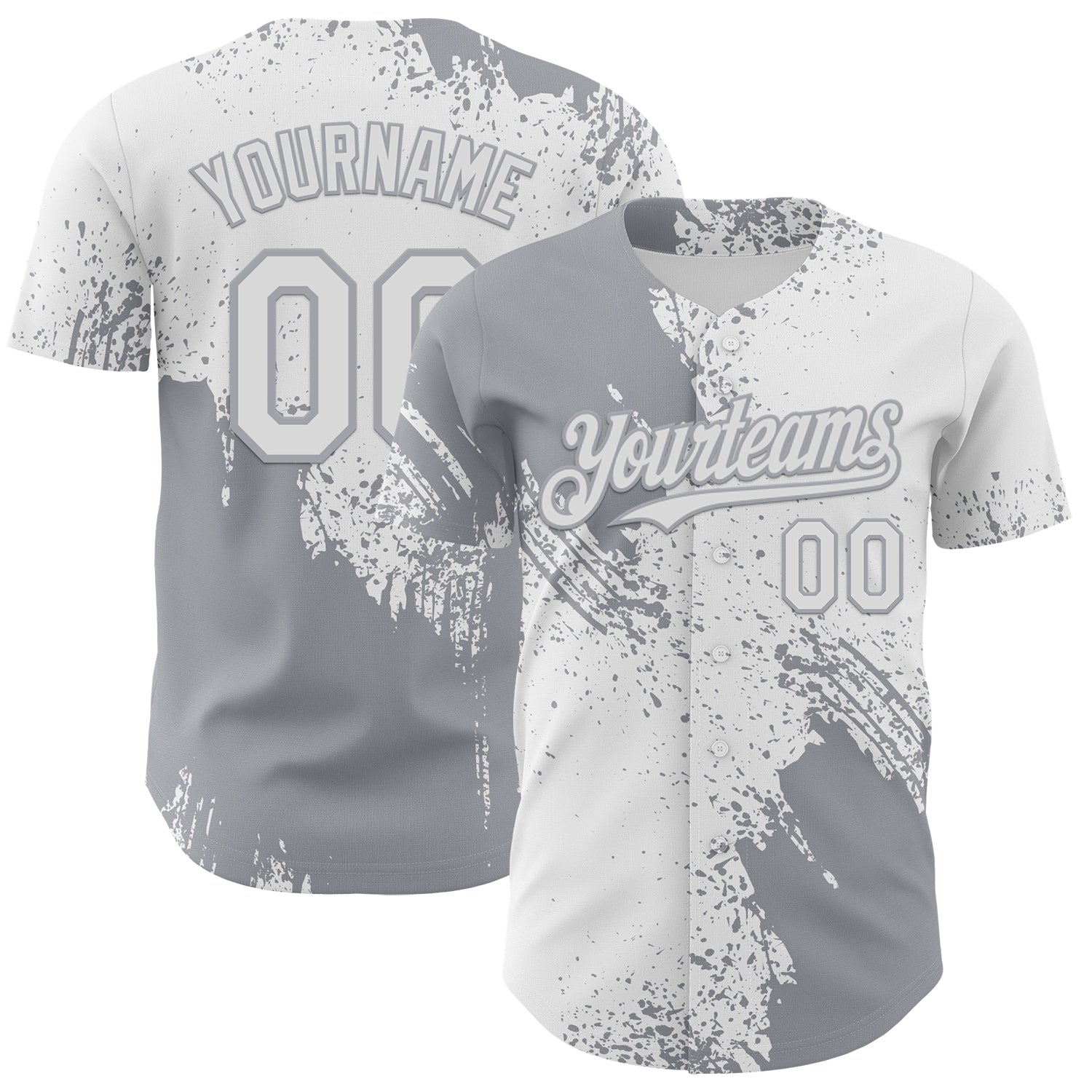 Custom White-Gray Abstract Brush Stroke Authentic Baseball Jersey