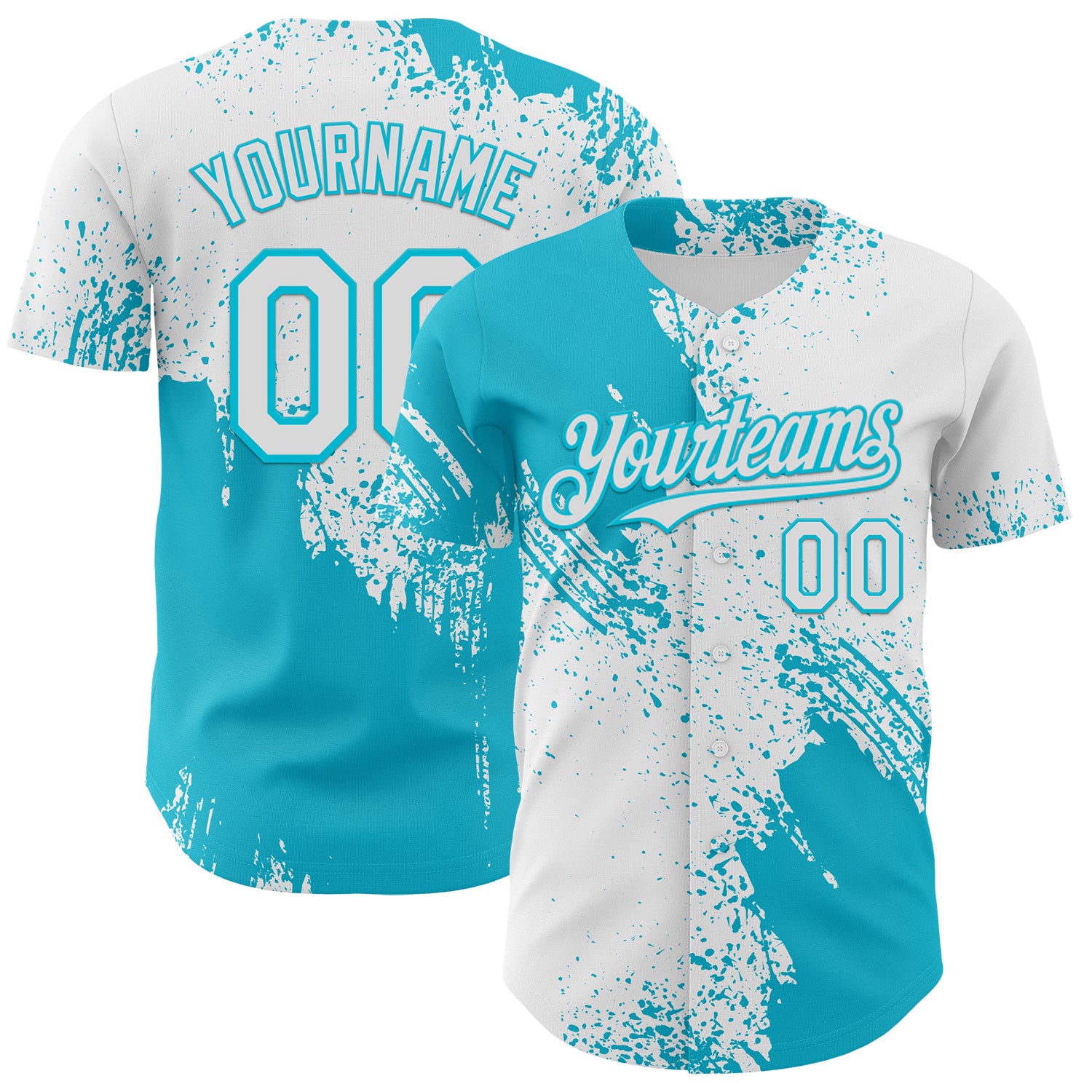 Custom White-Lakes Blue Abstract Brush Stroke Authentic Baseball Jersey