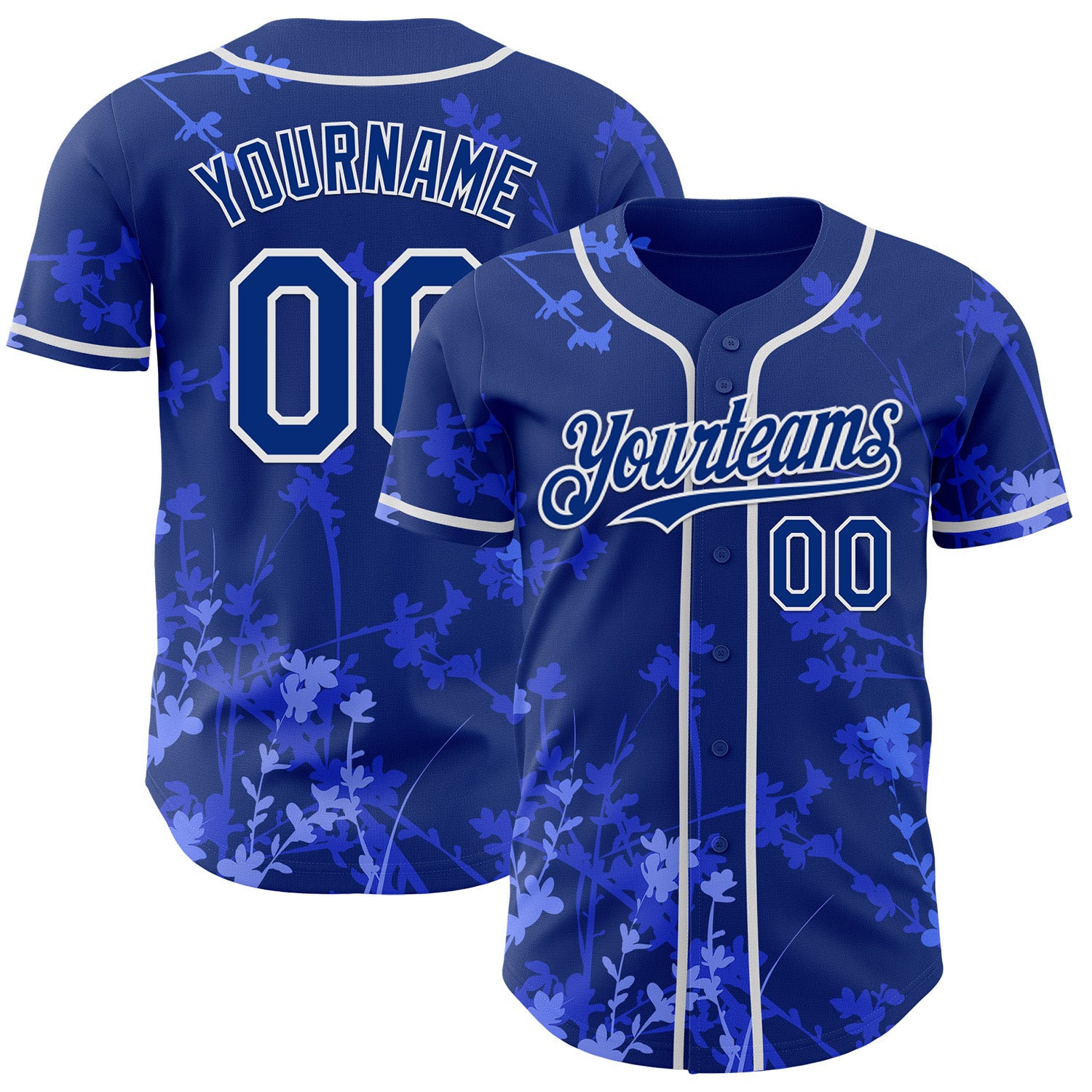 Custom Royal-White Cherry Blossoms Sakura Authentic Baseball Jersey