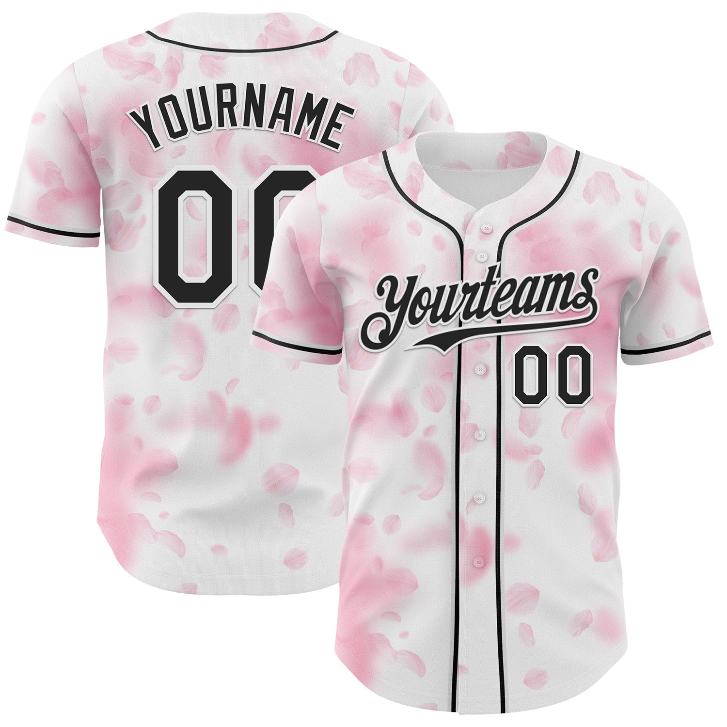 Custom White-Black Cherry Blossoms Sakura Authentic Baseball Jersey