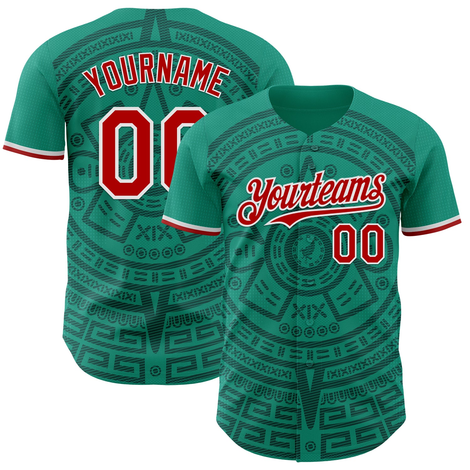 Custom Green Red-White Mexico Style Authentic Baseball Jersey