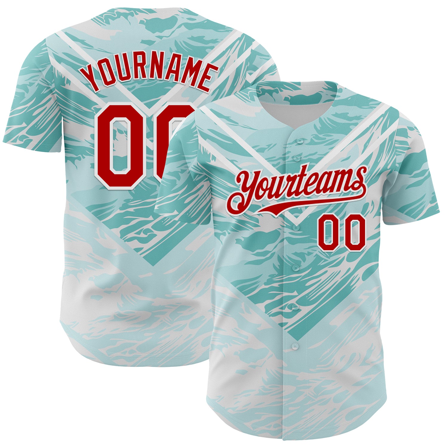 Custom Ice Blue Red-White Portugal Style Authentic Baseball Jersey