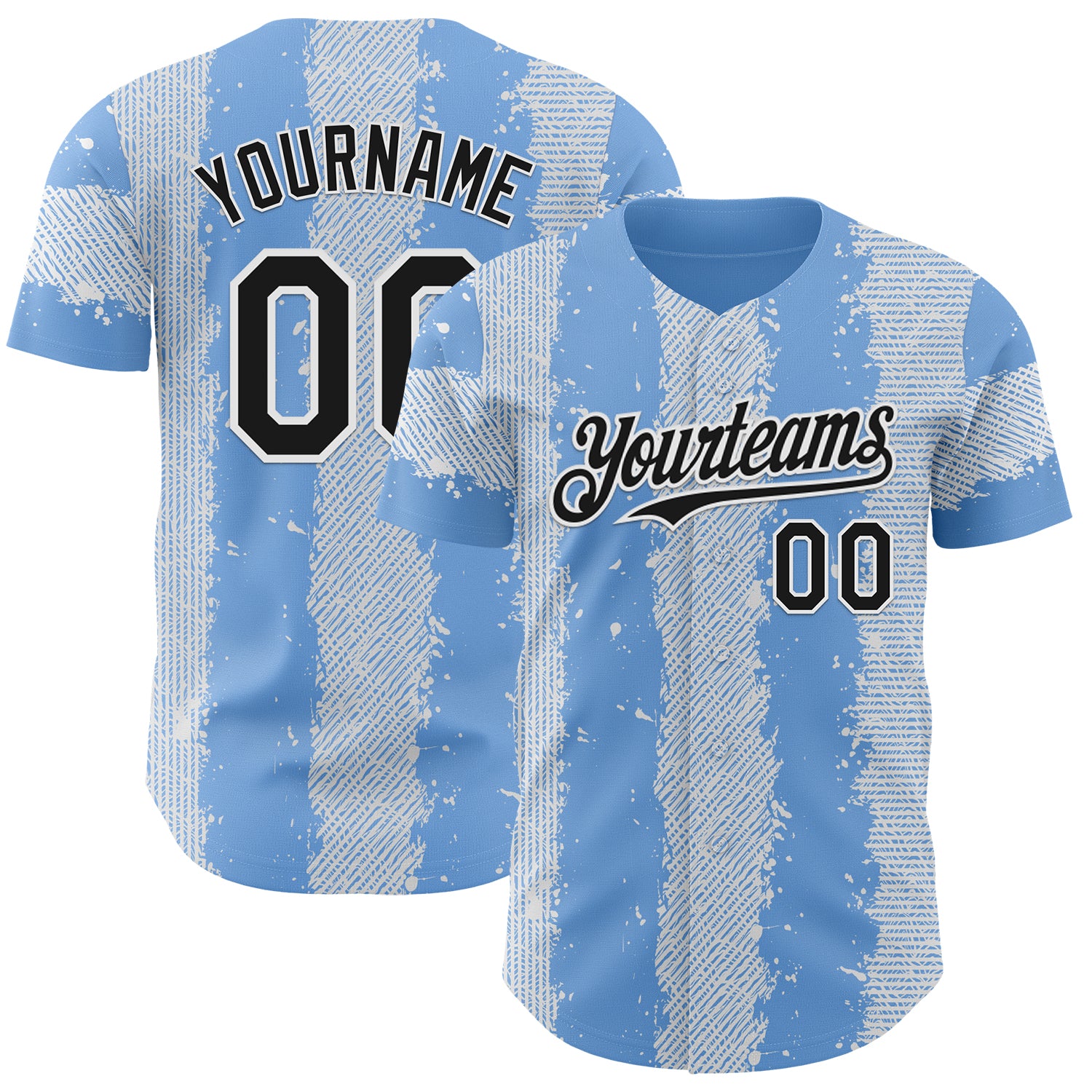 Custom Light Blue Black-White Stripe Argentina Style Authentic Baseball Jersey