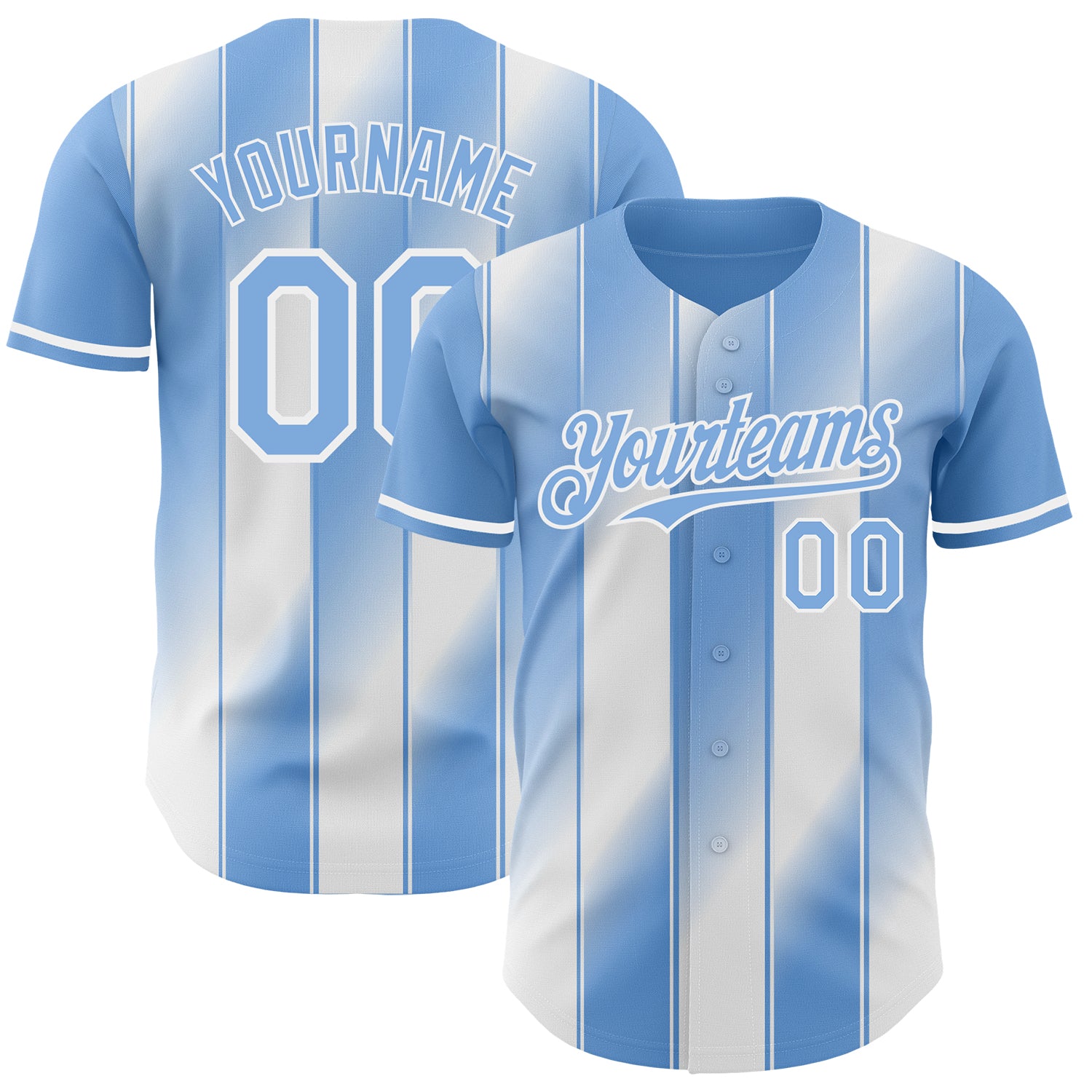 Custom Light Blue-White Gradient Classic Vertical Stripe Authentic Baseball Jersey