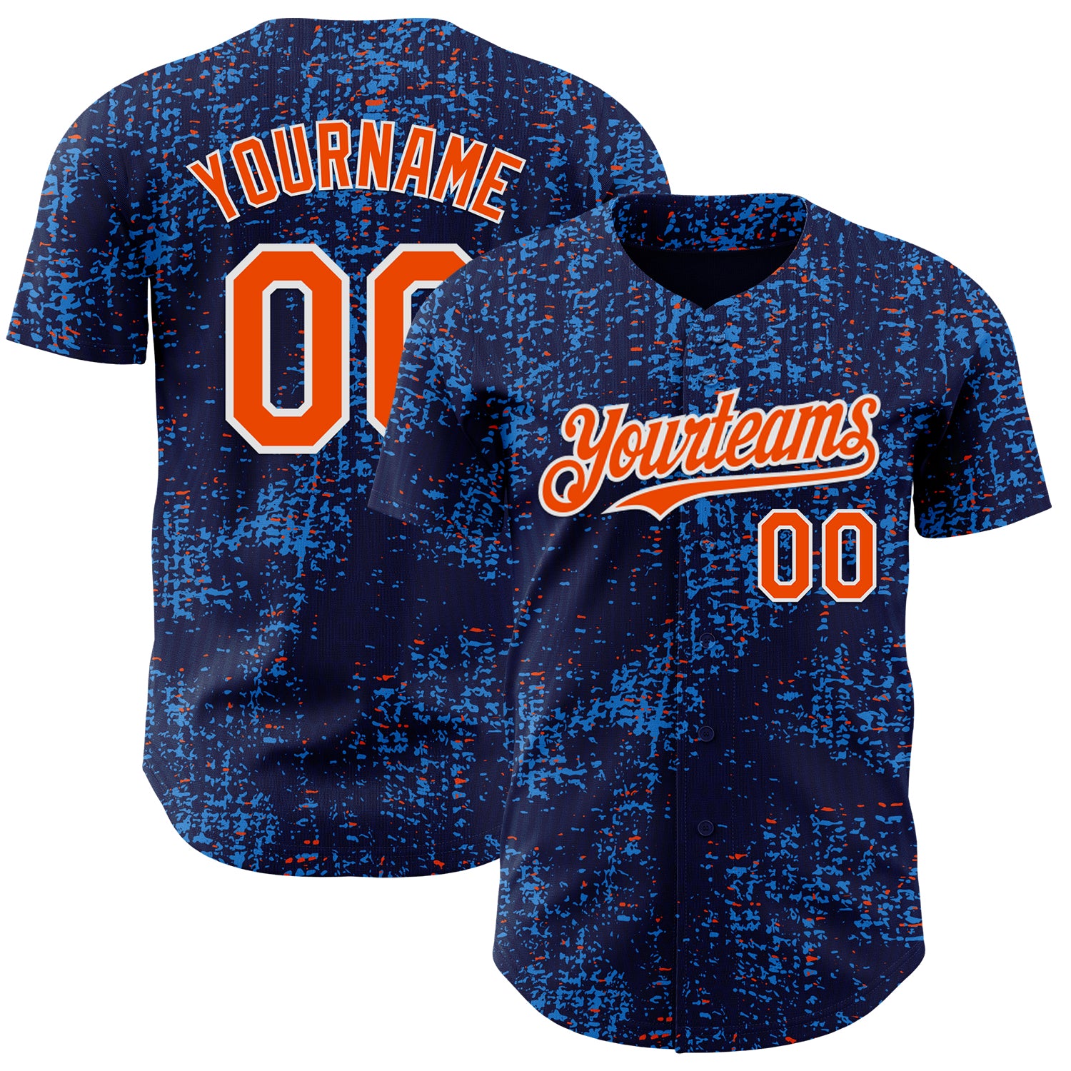 Custom Navy Orange Blue-White France Style Authentic Baseball Jersey