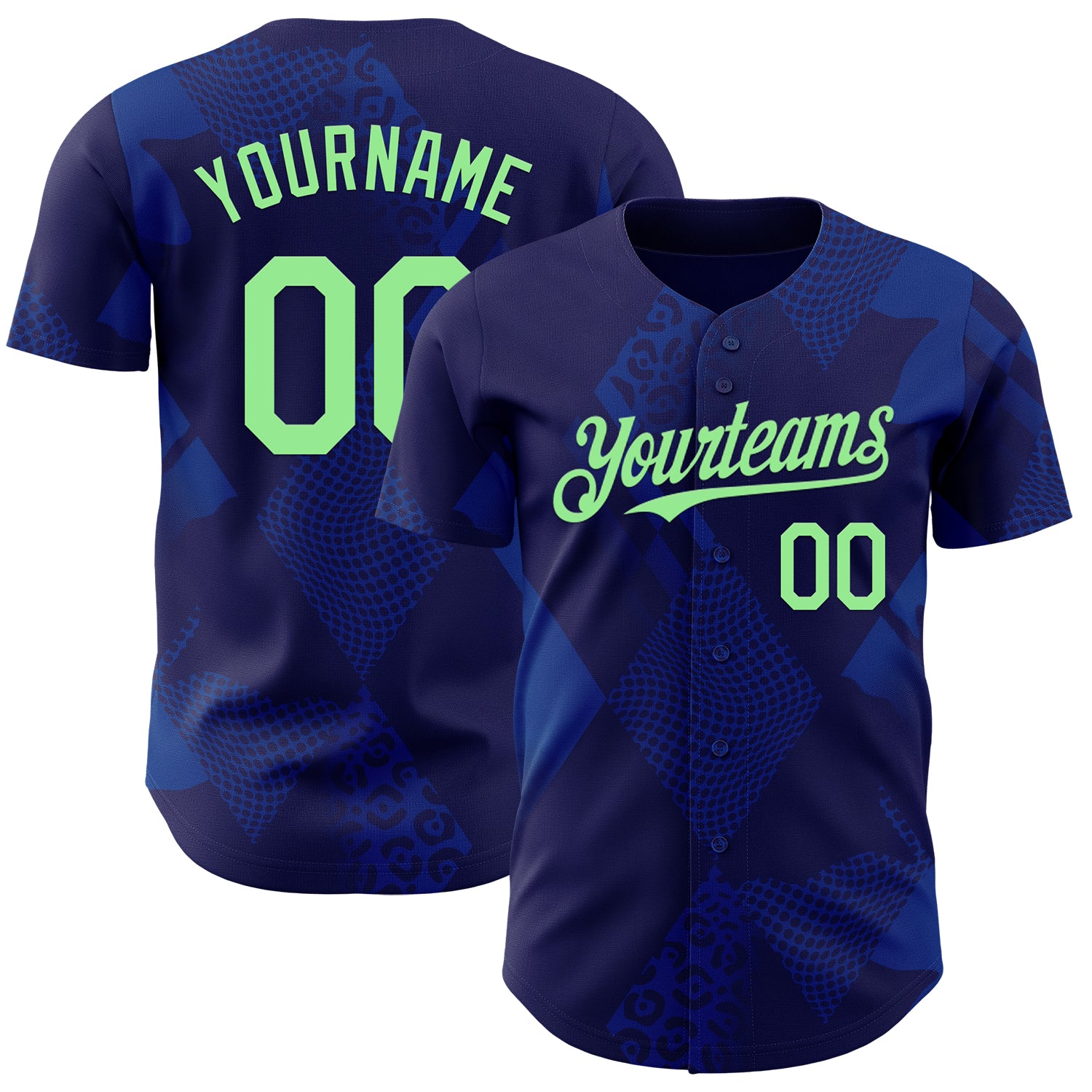 Custom Navy-Pea Green Brazil Style Authentic Baseball Jersey