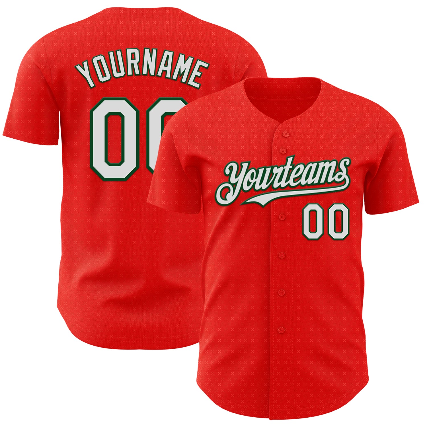 Custom Red White-Green Portugal Style Authentic Baseball Jersey