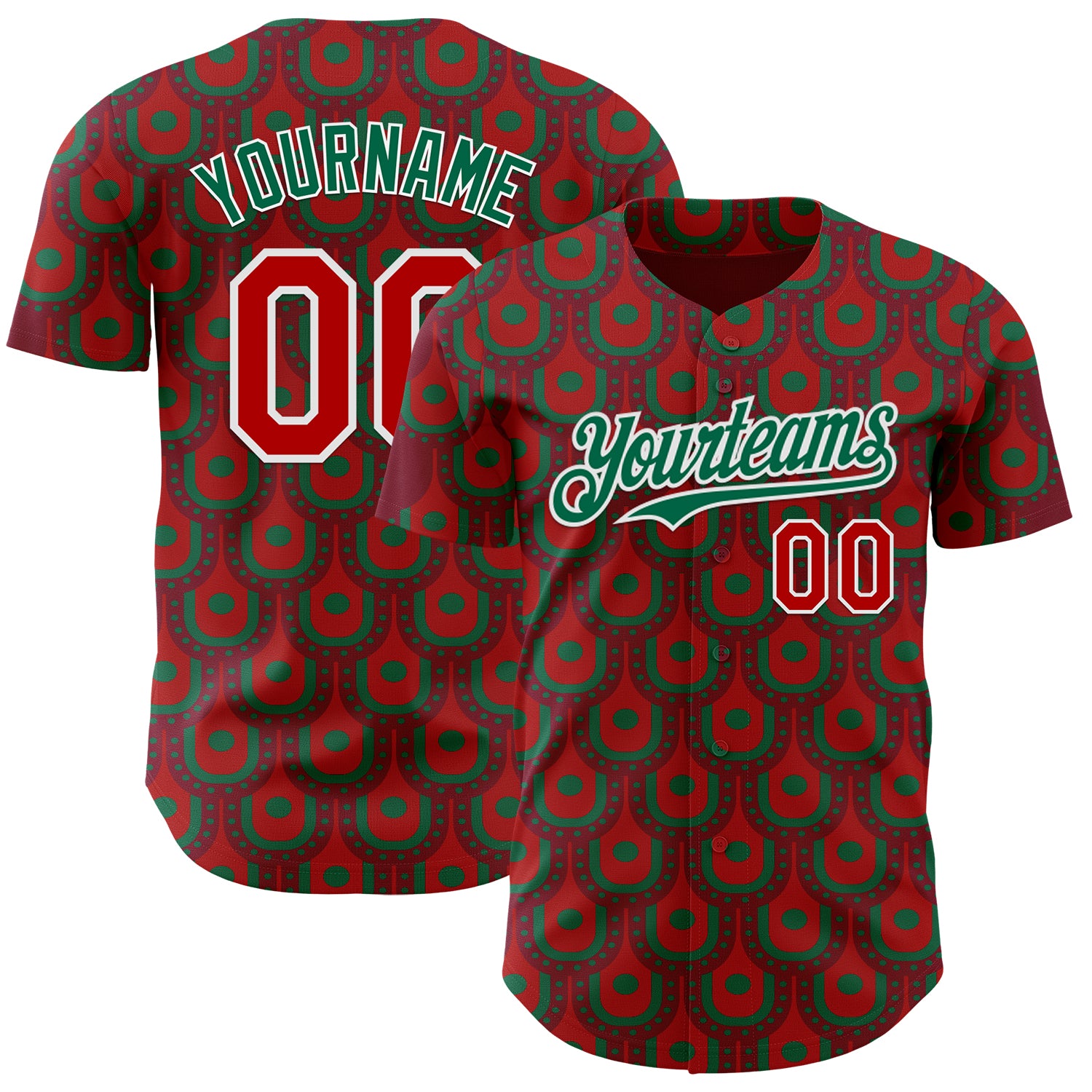 Custom Red White-Kelly Green Mexico Style Authentic Baseball Jersey