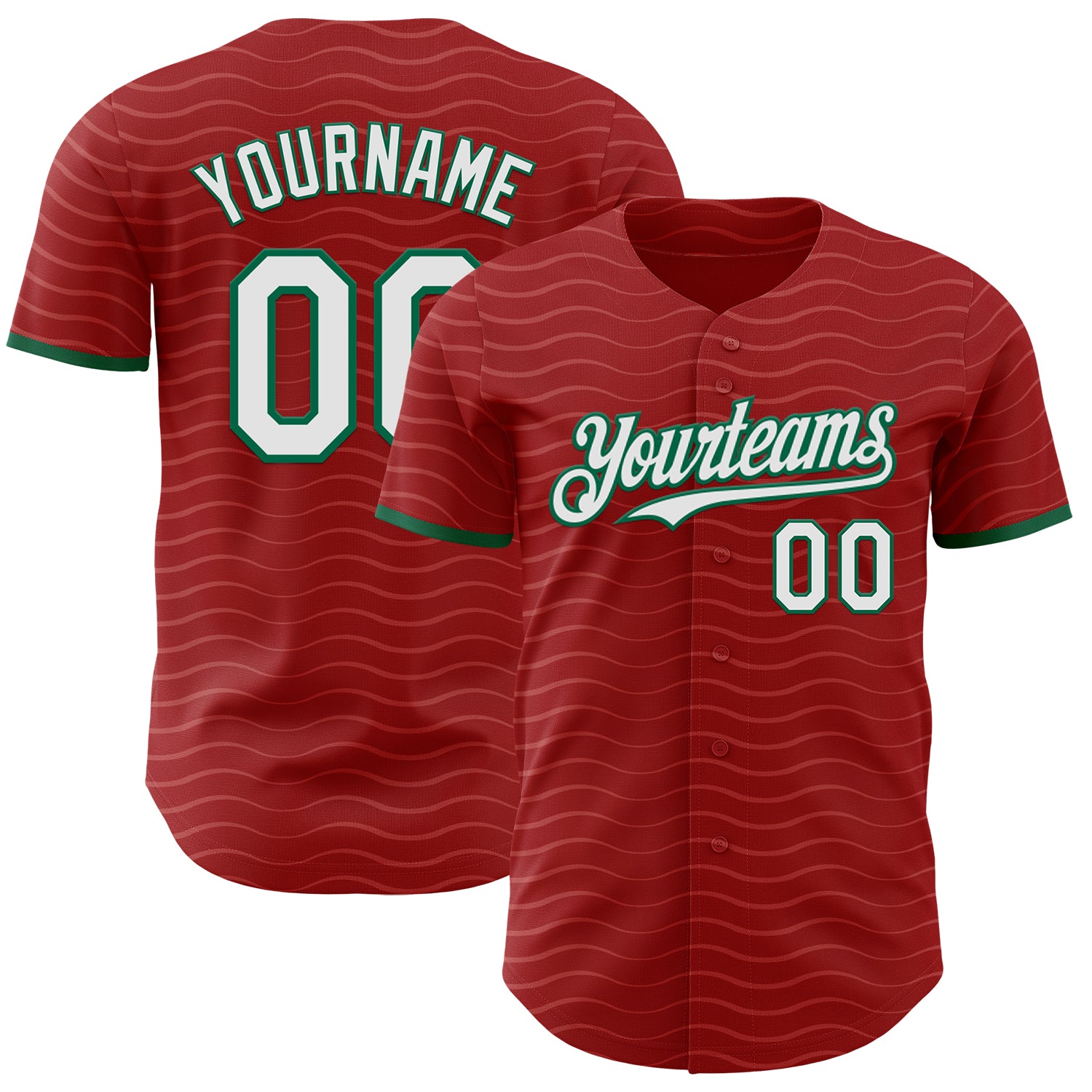 Custom Red White-Kelly Green Portugal Style Authentic Baseball Jersey