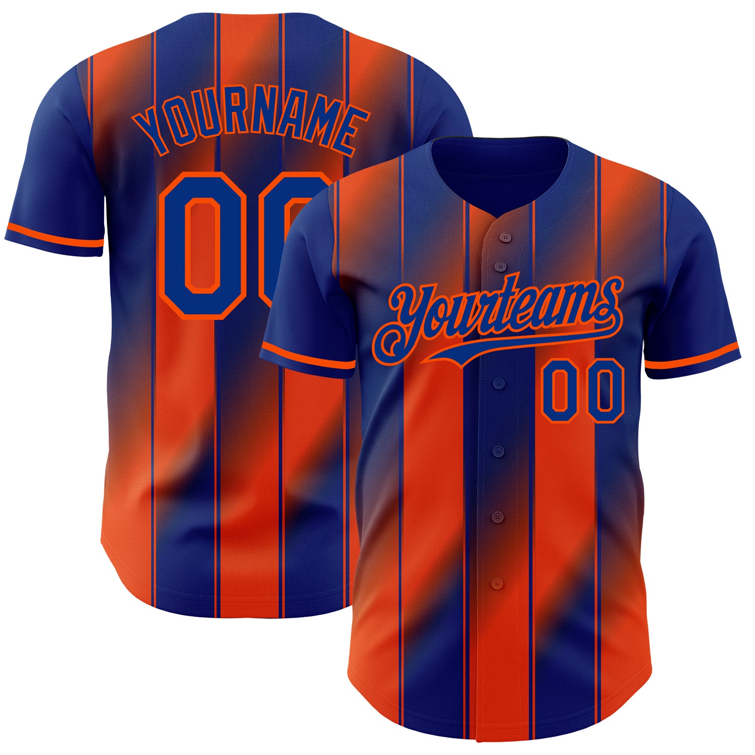 Custom Royal-Orange Gradient Classic Vertical Stripe Authentic Baseball Jersey