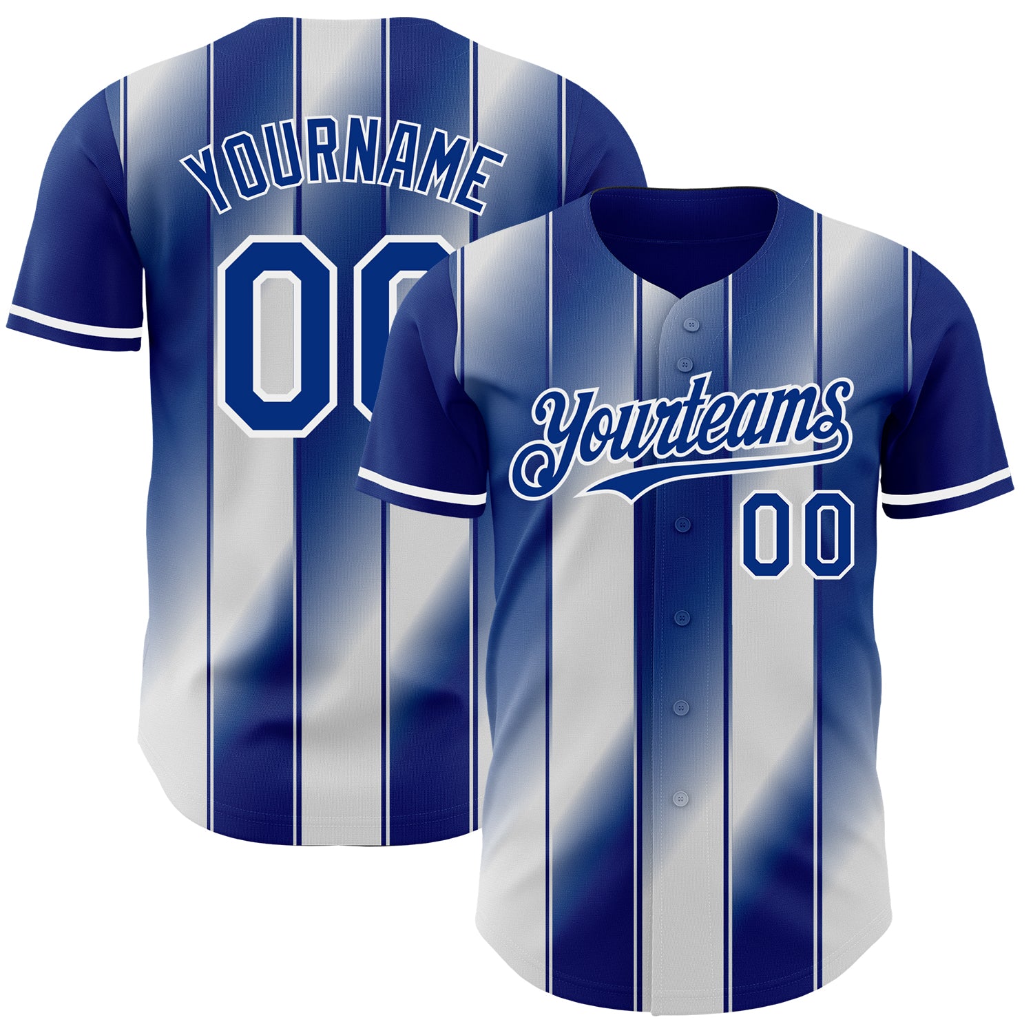 Custom Royal-White Gradient Classic Vertical Stripe Authentic Baseball Jersey