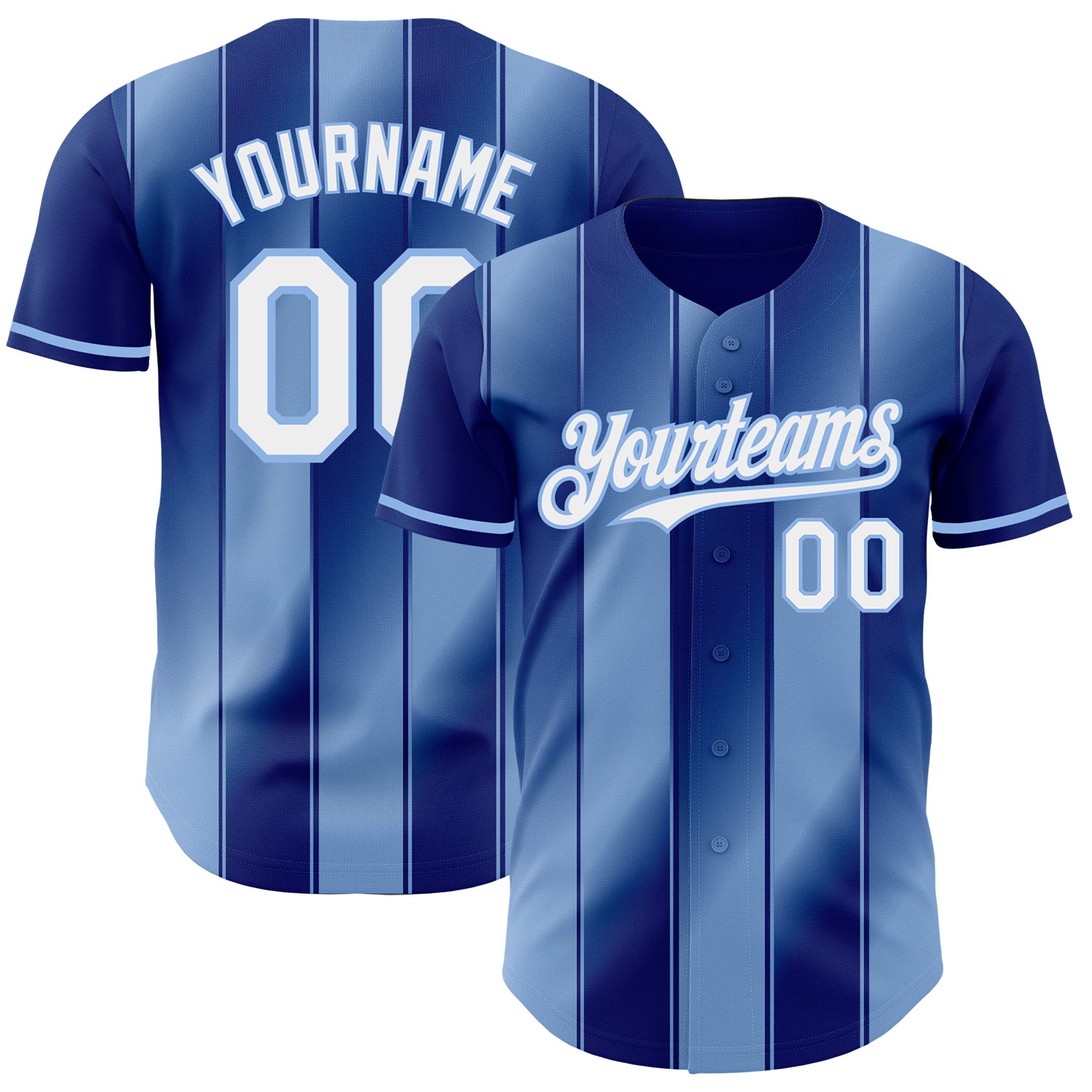 Custom Royal White-Light Blue Gradient Classic Vertical Stripe Authentic Baseball Jersey