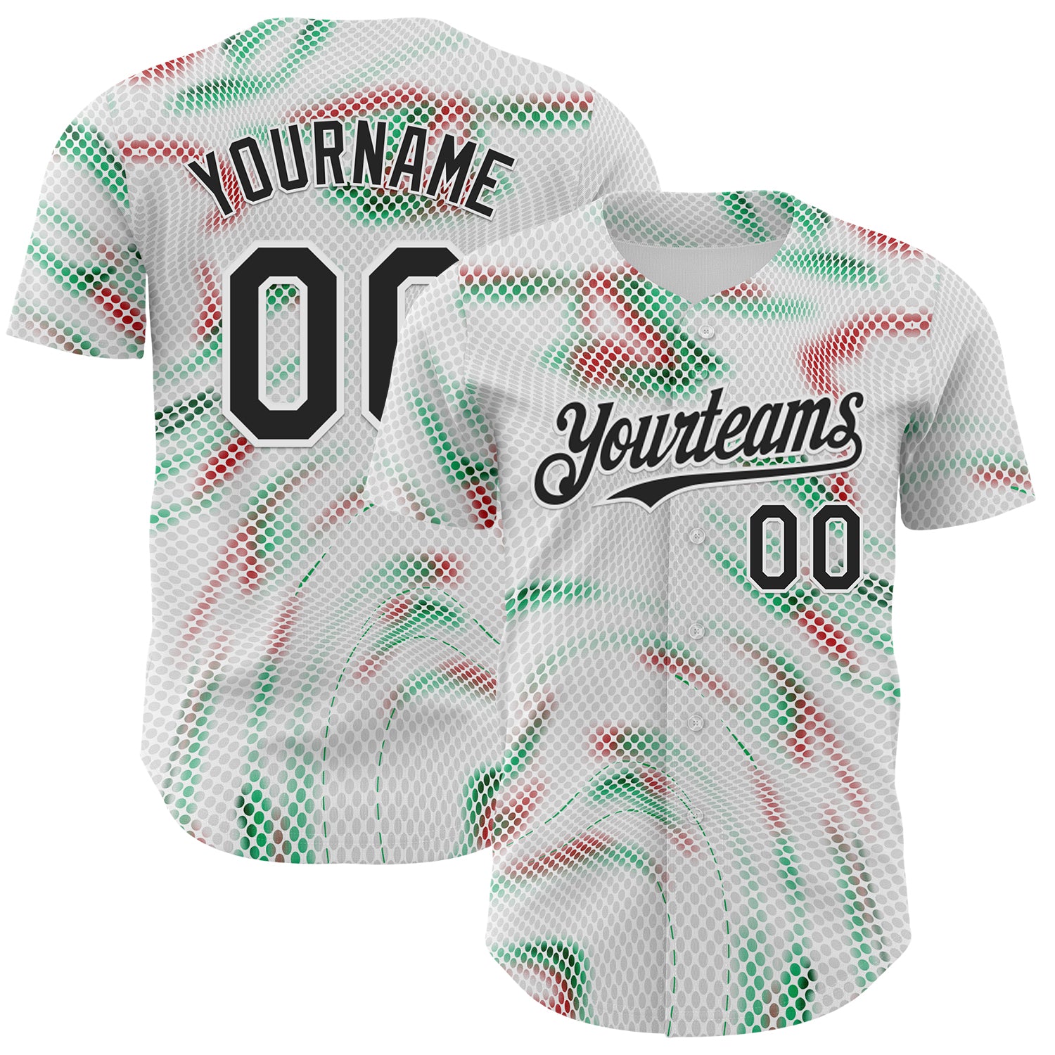 Custom White Black Green-Red Portugal Style Authentic Baseball Jersey