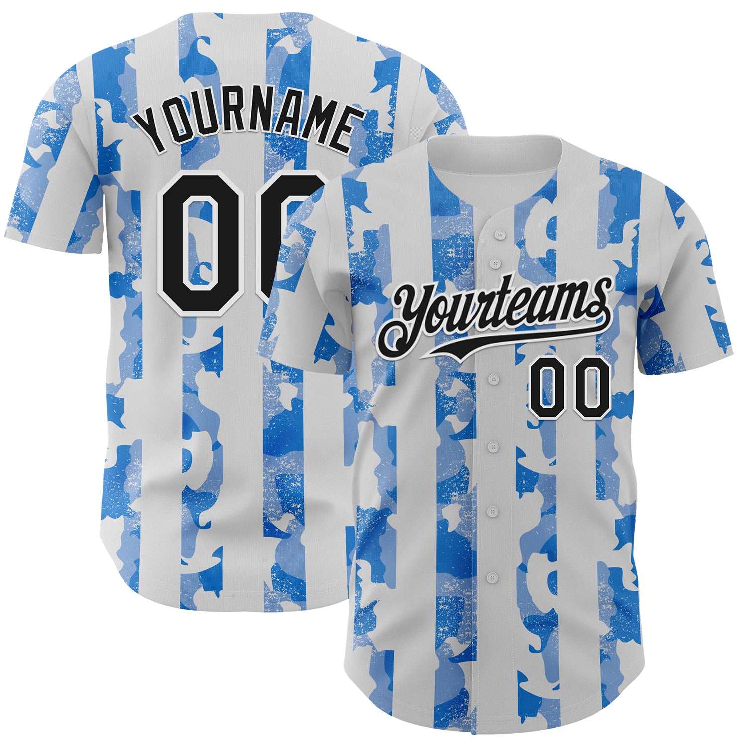 Custom White Black-Light Blue Stripe Argentina Style Authentic Baseball Jersey