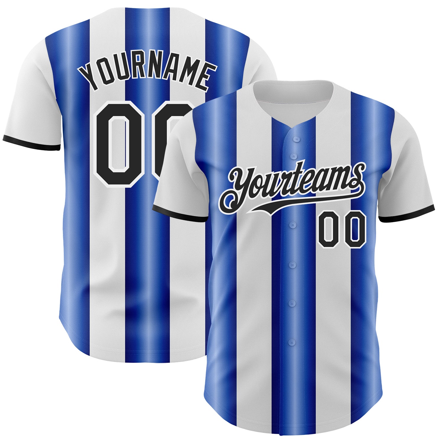 Custom White Black-Royal Gradient Vertical Stripe Argentina Style Authentic Baseball Jersey