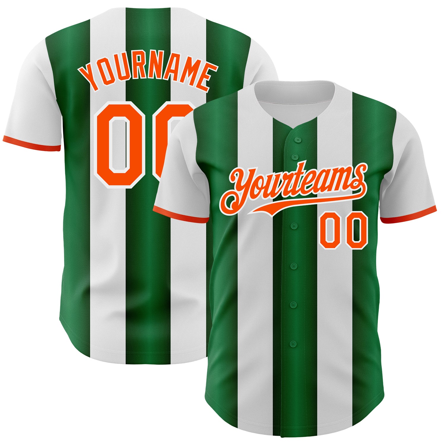 Custom White Orange-Green Gradient Vertical Stripe Argentina Style Authentic Baseball Jersey