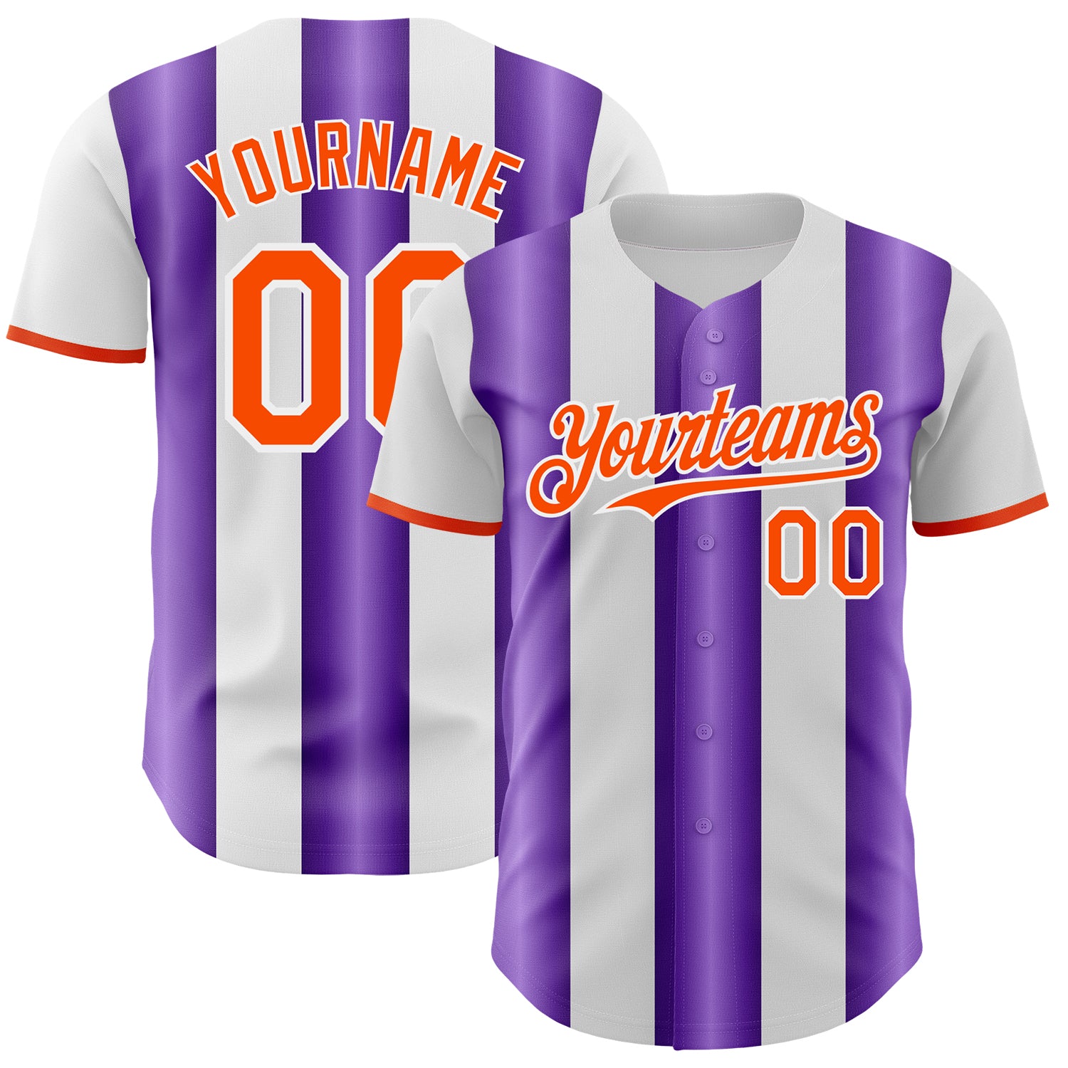 Custom White Orange-Purple Gradient Vertical Stripe Argentina Style Authentic Baseball Jersey