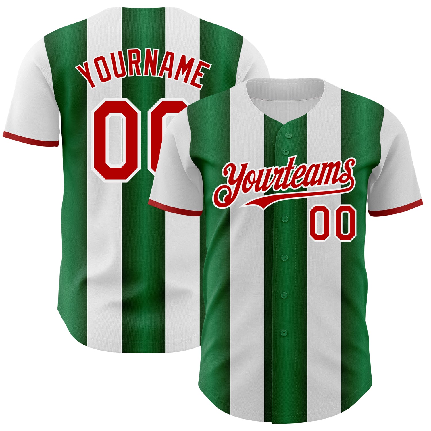 Custom White Red-Green Gradient Vertical Stripe Argentina Style Authentic Baseball Jersey