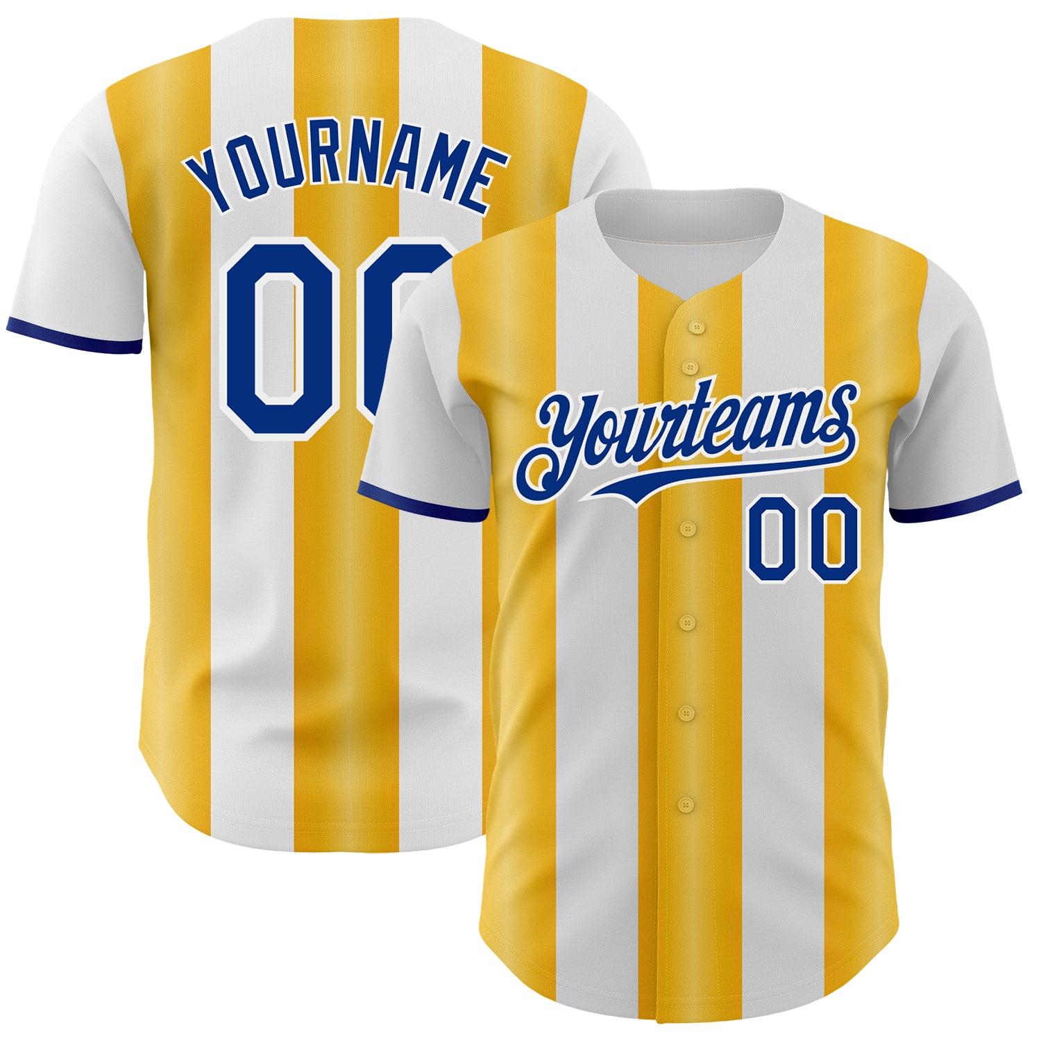 Custom White Royal-Gold Gradient Vertical Stripe Argentina Style Authentic Baseball Jersey