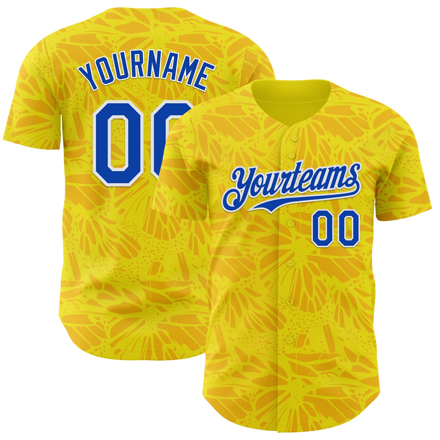 Custom Yellow Thunder Blue-White Colombia Style Authentic Baseball Jersey