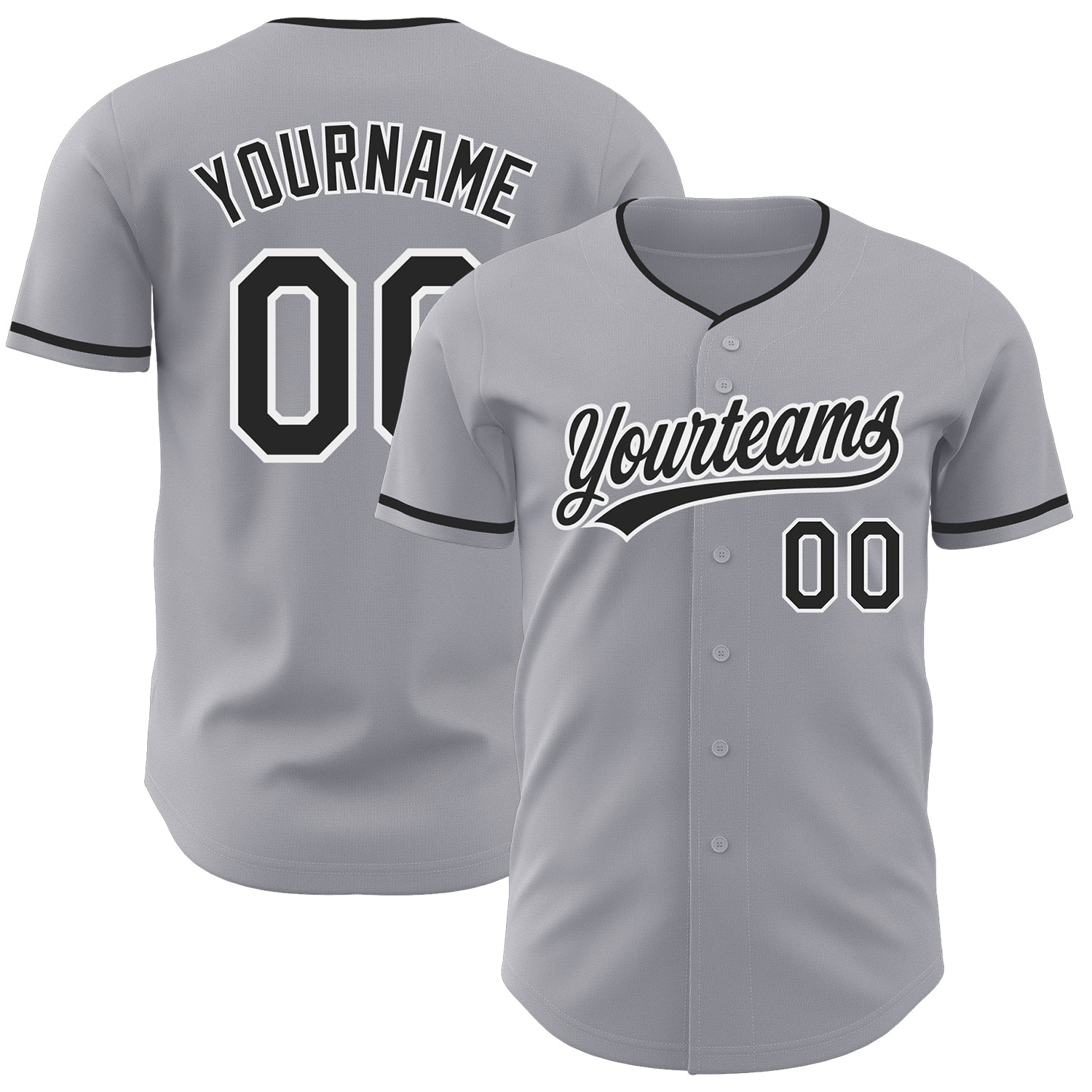Custom Gray Black-White Authentic Baseball Jersey