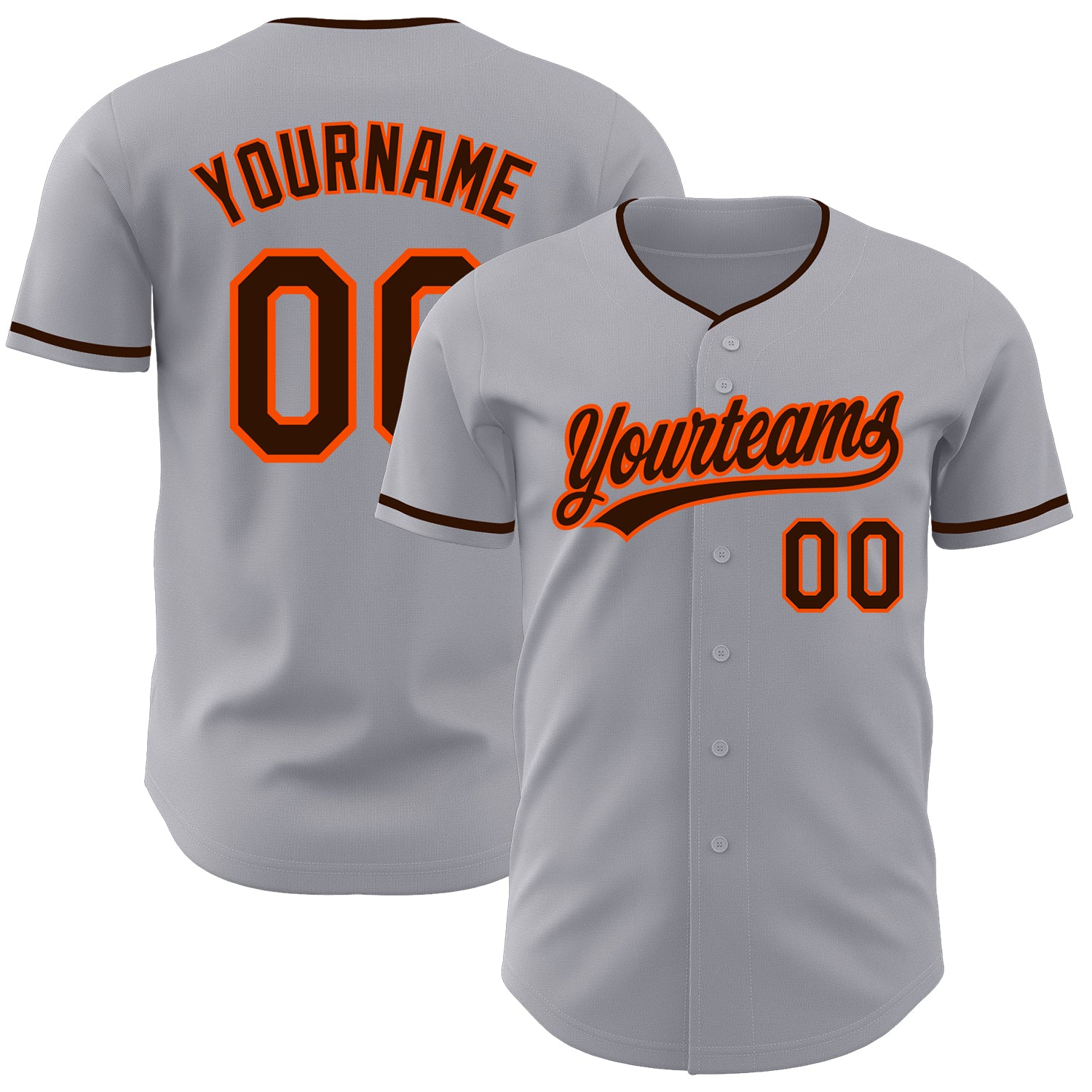 Custom Gray Brown-Orange Authentic Baseball Jersey