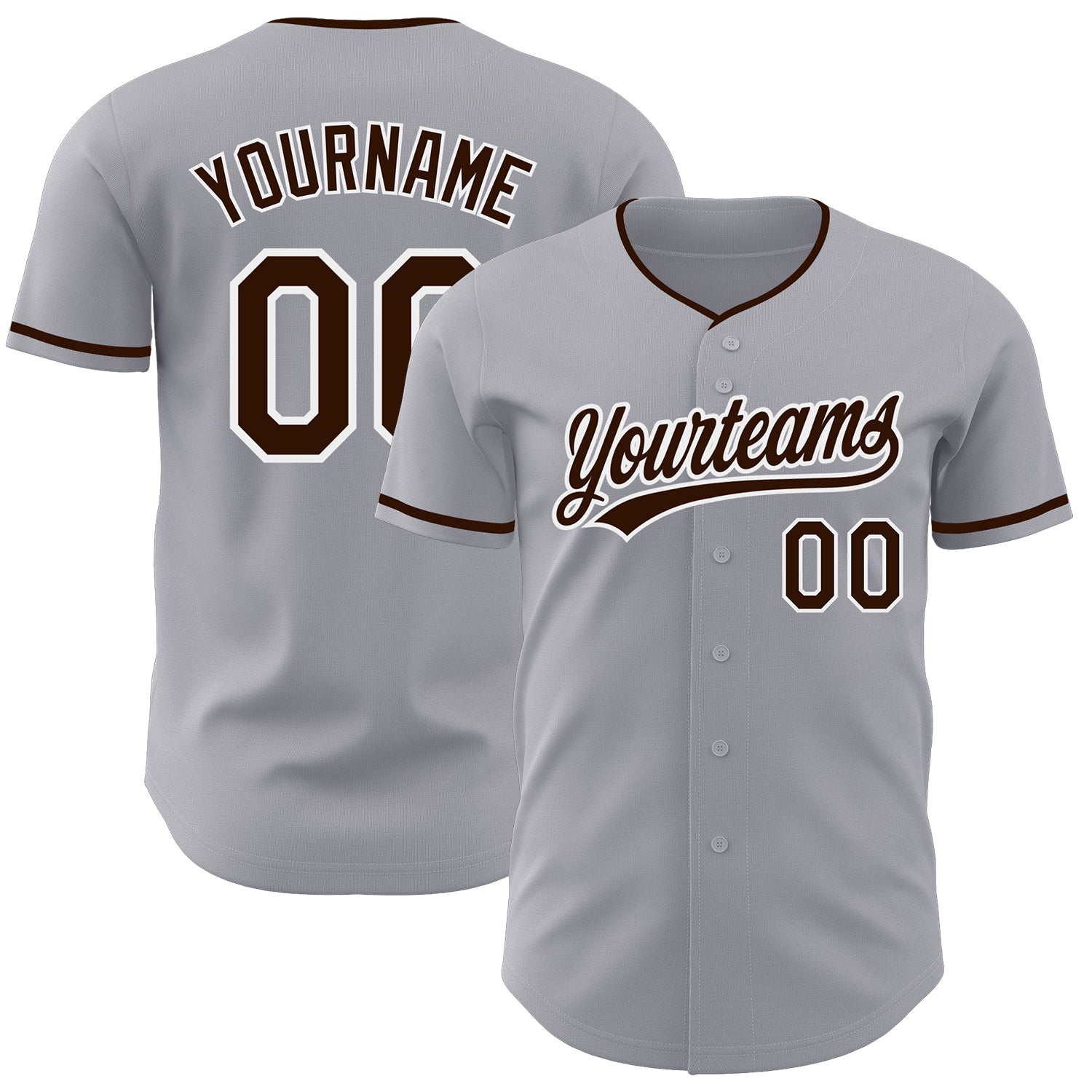 Custom Gray Brown-White Authentic Baseball Jersey