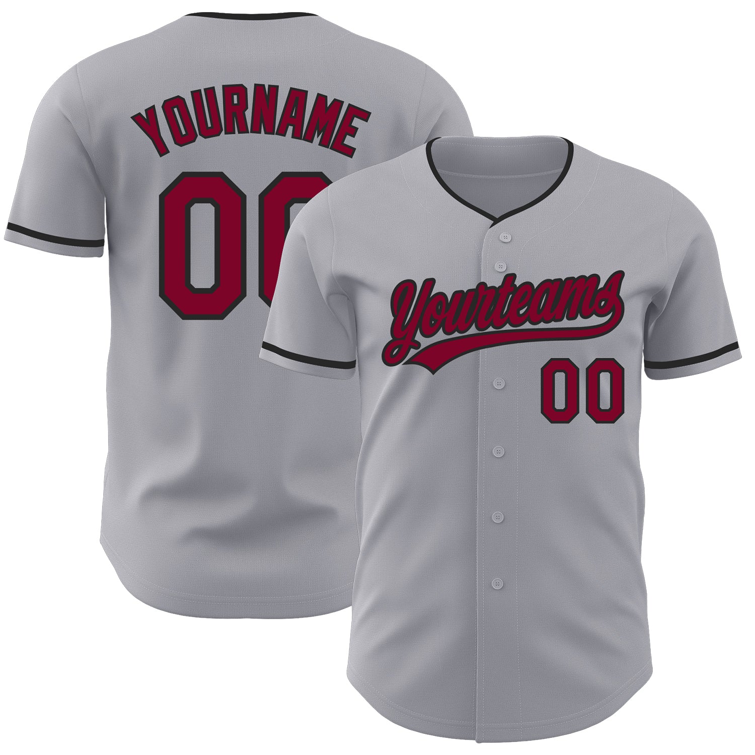 Custom Gray Maroon-Black Authentic Baseball Jersey