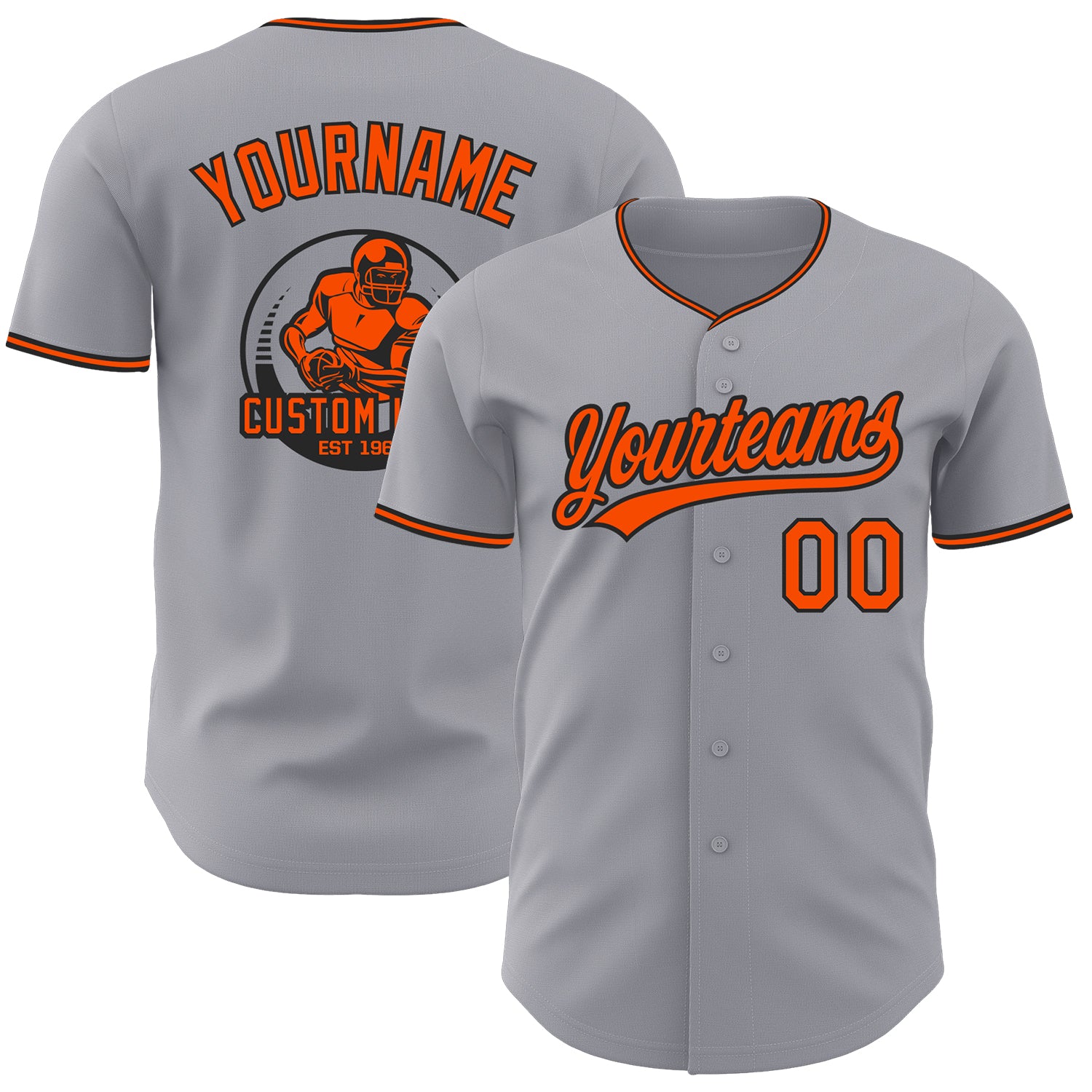 Custom Gray Orange-Black Authentic Baseball Jersey